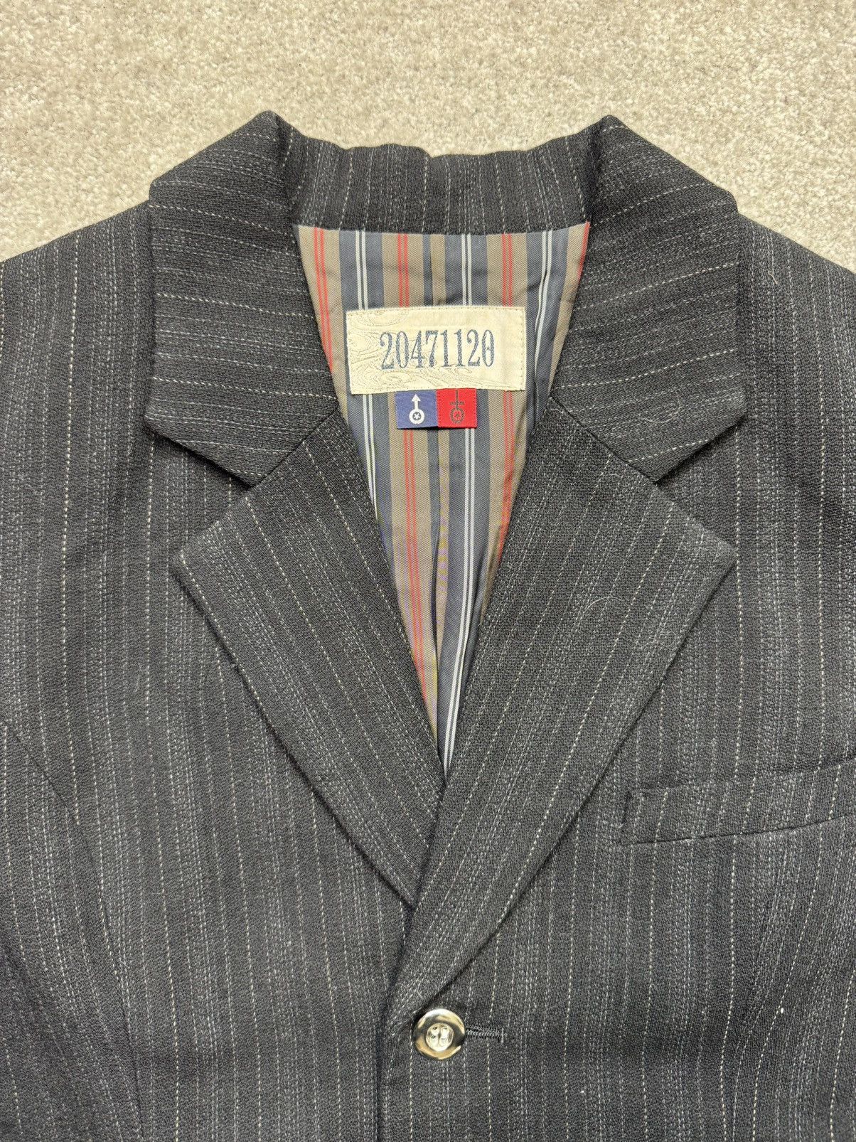 20471120 20471120 1999 shrimp blazer jacket pinstripe with shrimp tai Size M / US 6-8 / IT 42-44 - 3 Thumbnail