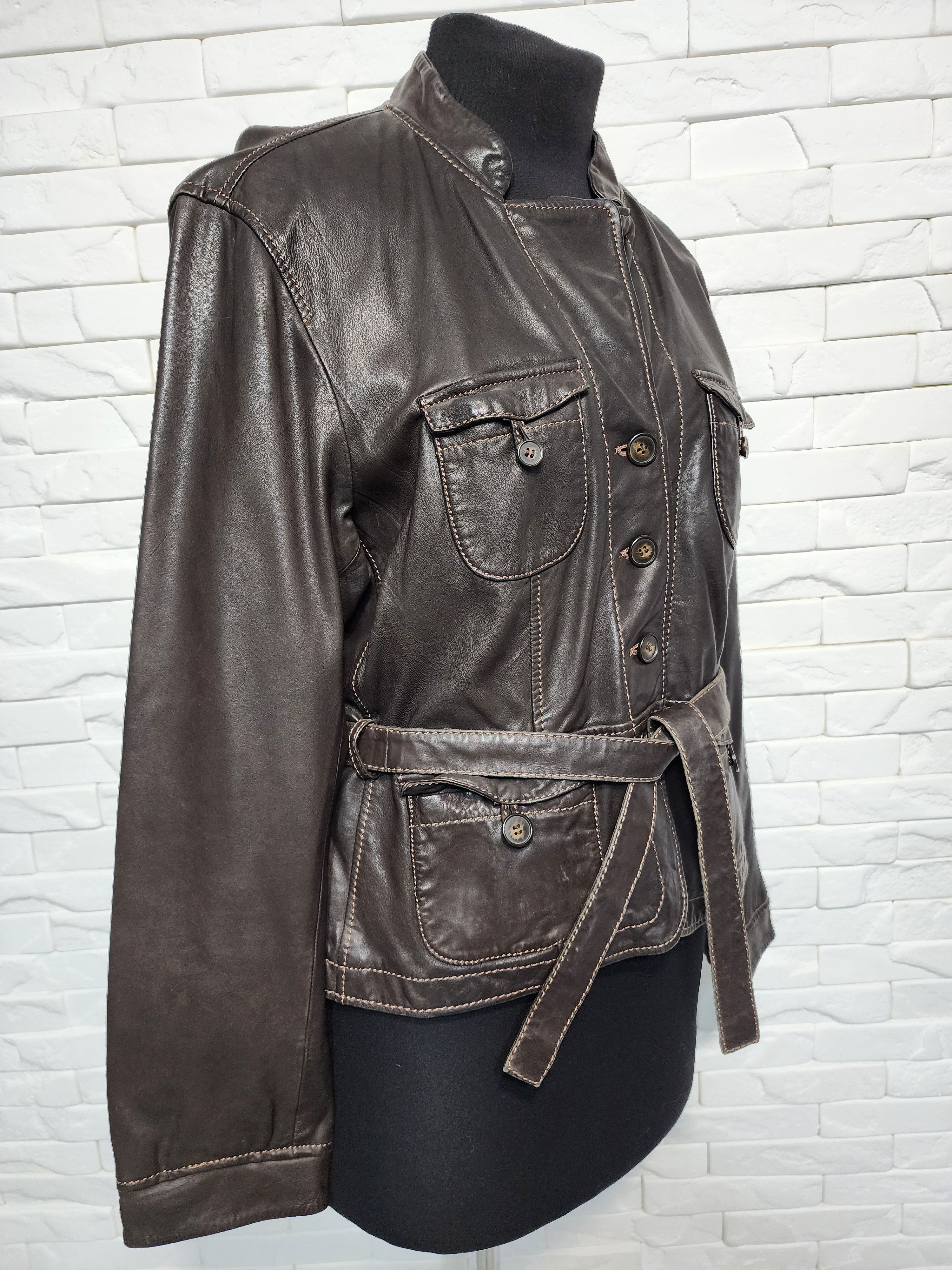 Designer Brown women's leather jacket. Size XL / US 12-14 / IT 48-50 - 4 Thumbnail