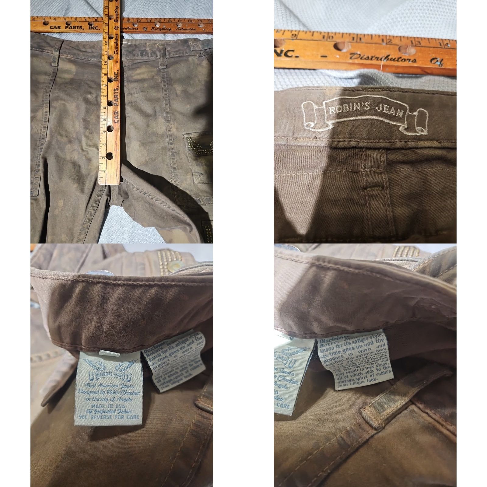 Vintage Vtg Robins Jeans Shorts Mens 42 Green Military Patches Khaki Baggy Studded Cargo Size US 42 / EU 58 - 9 Thumbnail