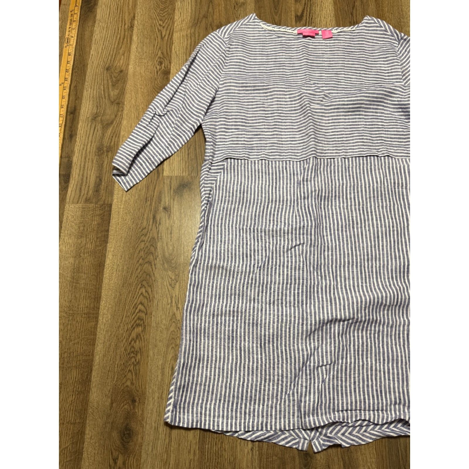 Isaac Mizrahi Isaac Mizrahi Dress Women's M Blue White Striped Long Sleeve Knee Length Casual Shift Size M / US 6-8 / IT 42-44 - 3 Thumbnail