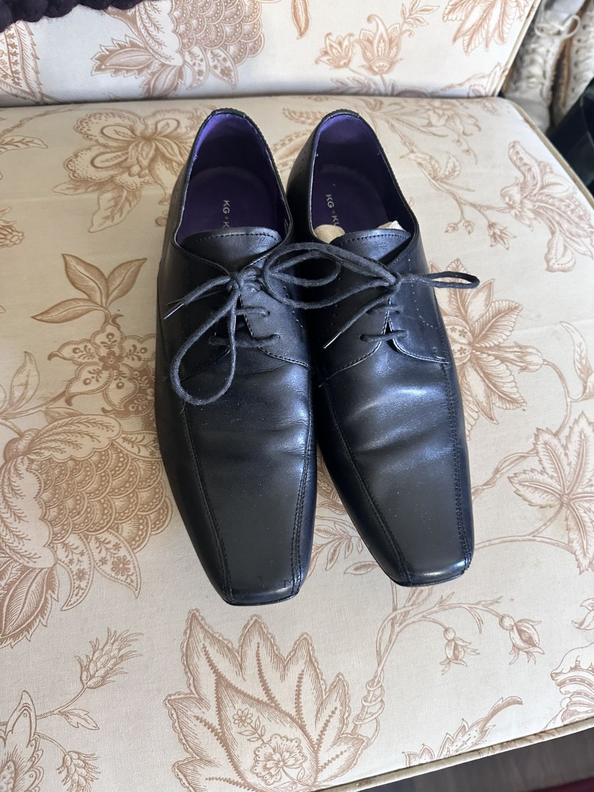 Kurt Geiger Squire square toe black leather derby shoes Size US 9 / EU 42 - 3 Thumbnail