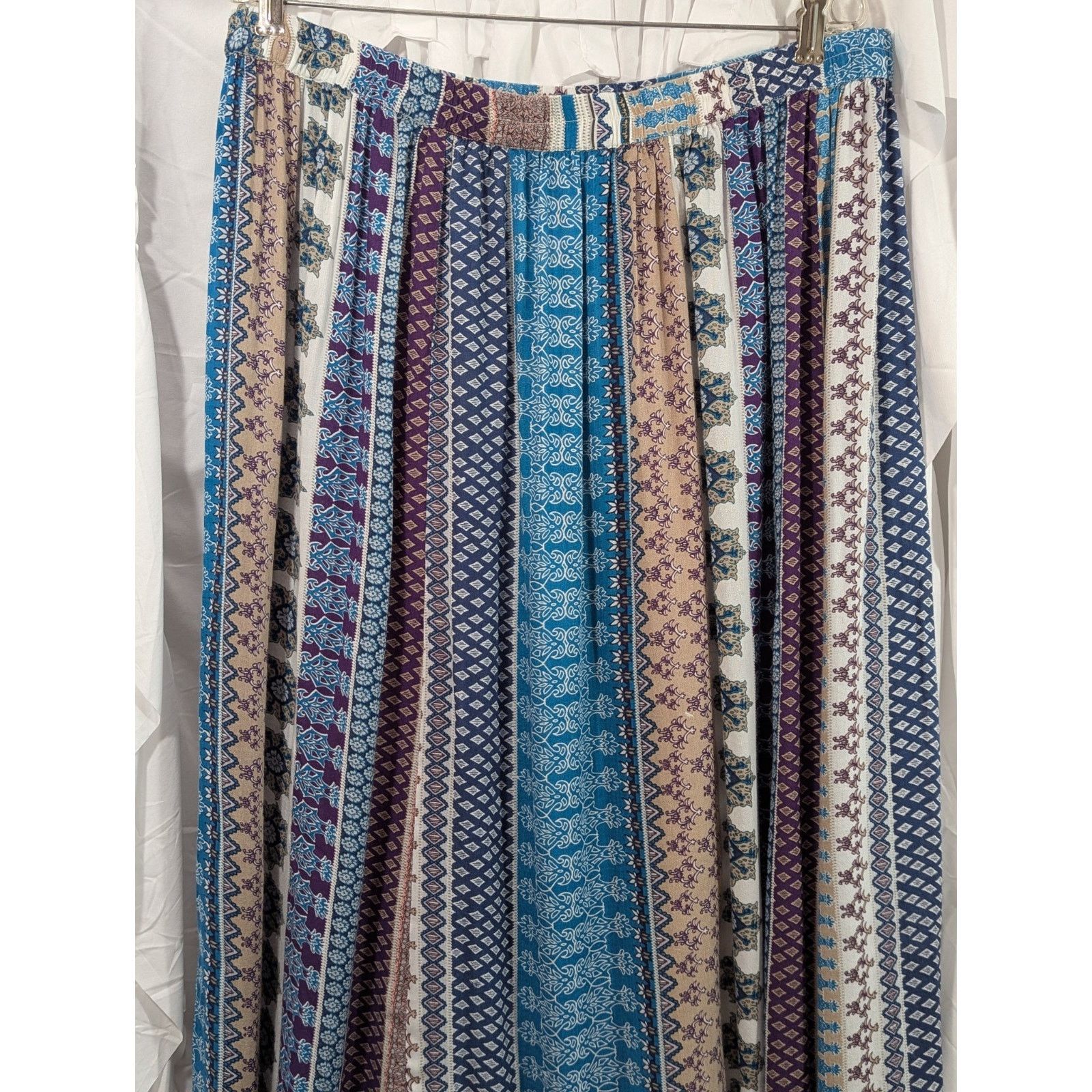 Other Vintage Anthony Richards Boho XL Rayon Maxi Skirt Blue Size 38" / US 16 / IT 52 - 2 Thumbnail