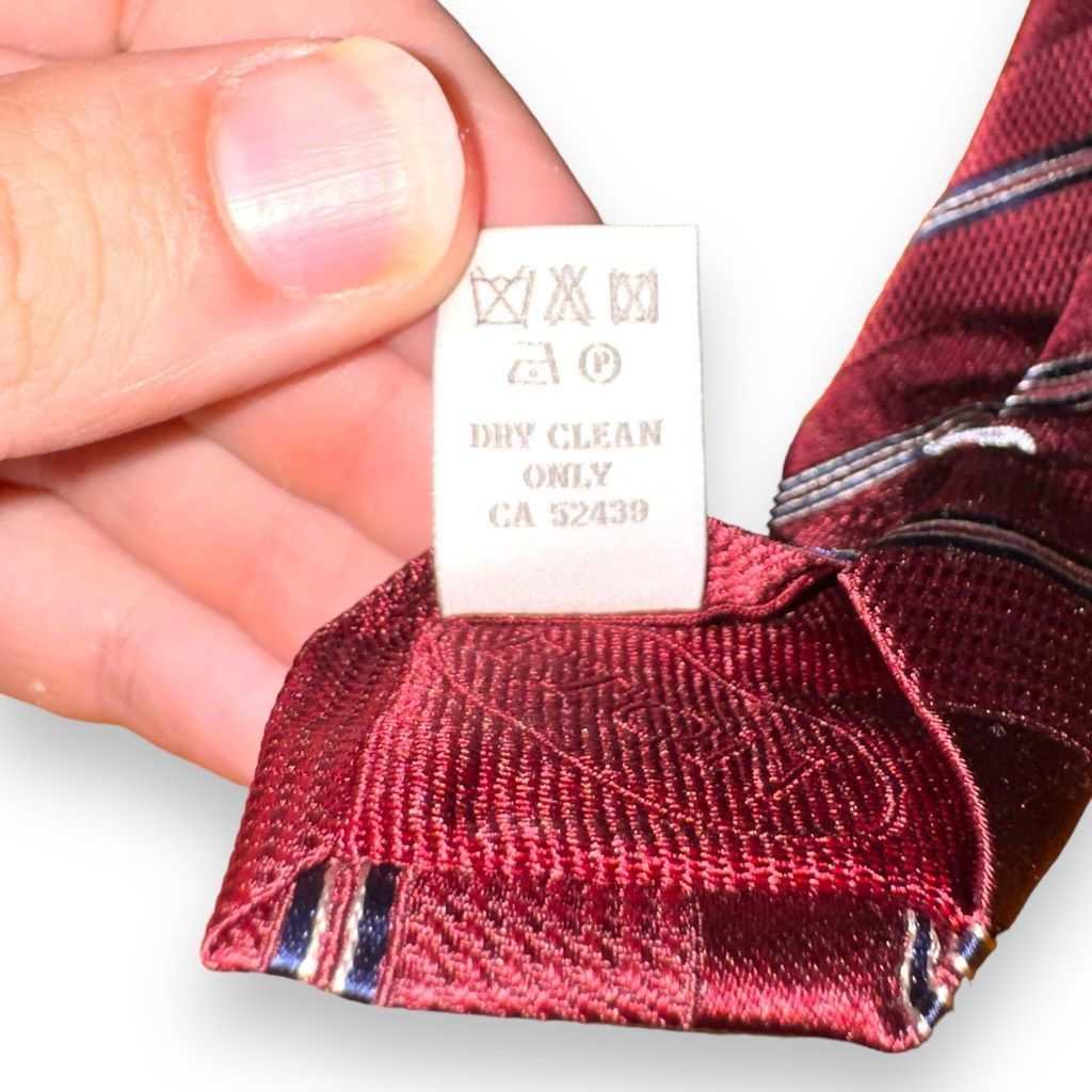 Eton Eton Red & White Stripe Handmade Italian Silk Tie Size ONE SIZE - 7 Thumbnail