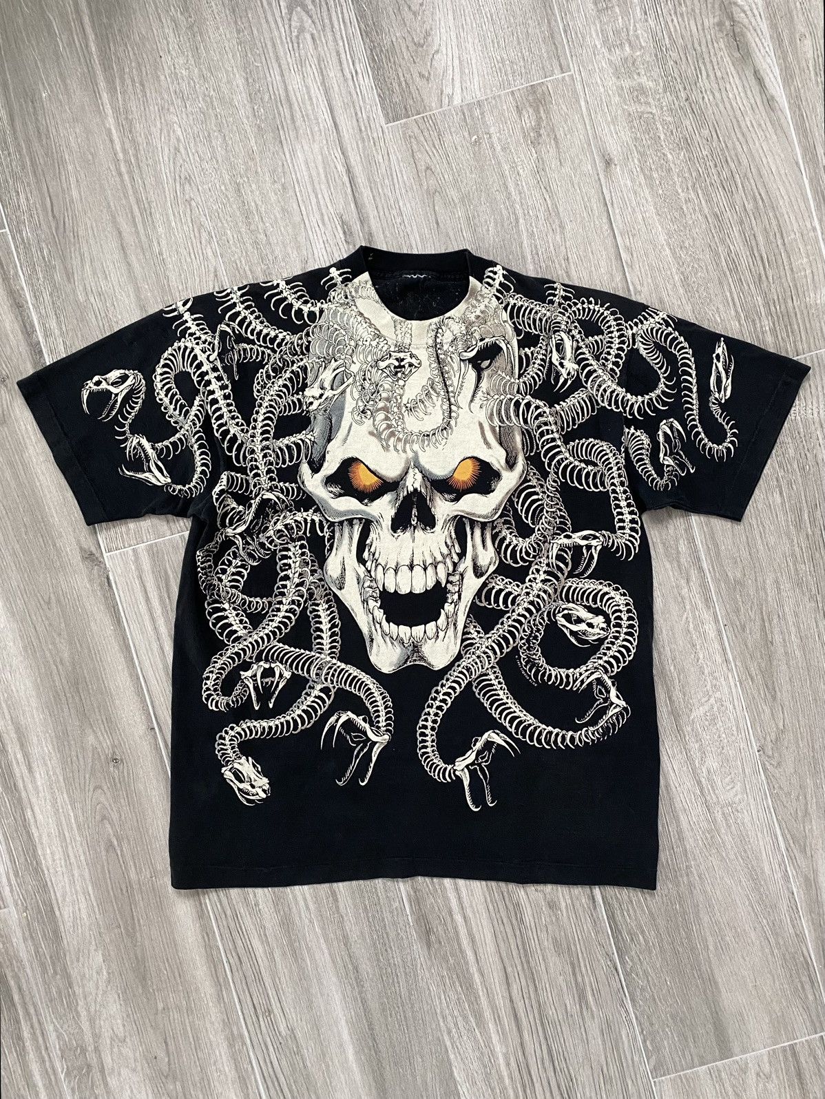 image of 1993 Liquid Blue Medusa Skull Aop Shirt in Black, Men's (Size XL)