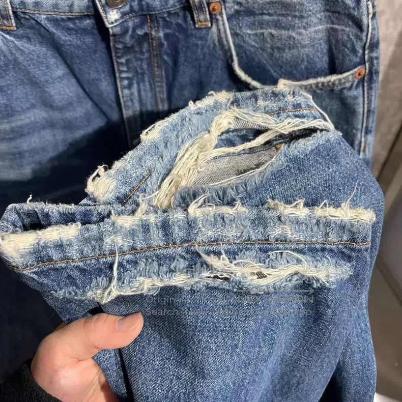 Balenciaga Balenciaga size S Slash Washed Denim Pants Size US 27 - 5 Thumbnail