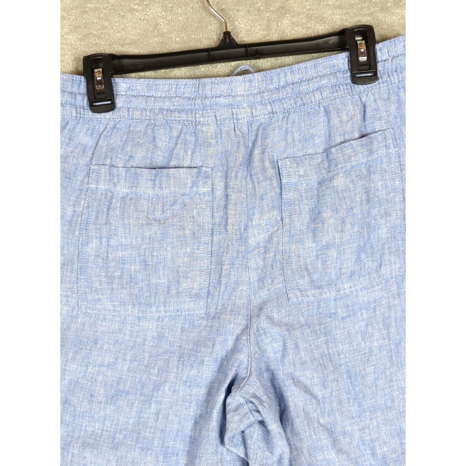 Lands' End Lands' End Linen Blend Pants Women 6 Wide-Leg Pull On Elastic Waist Pockets Blue Beach Coastal Grandma Casual Travel Vintage: No Size 28" / US 6 / IT 42 - 7 Thumbnail