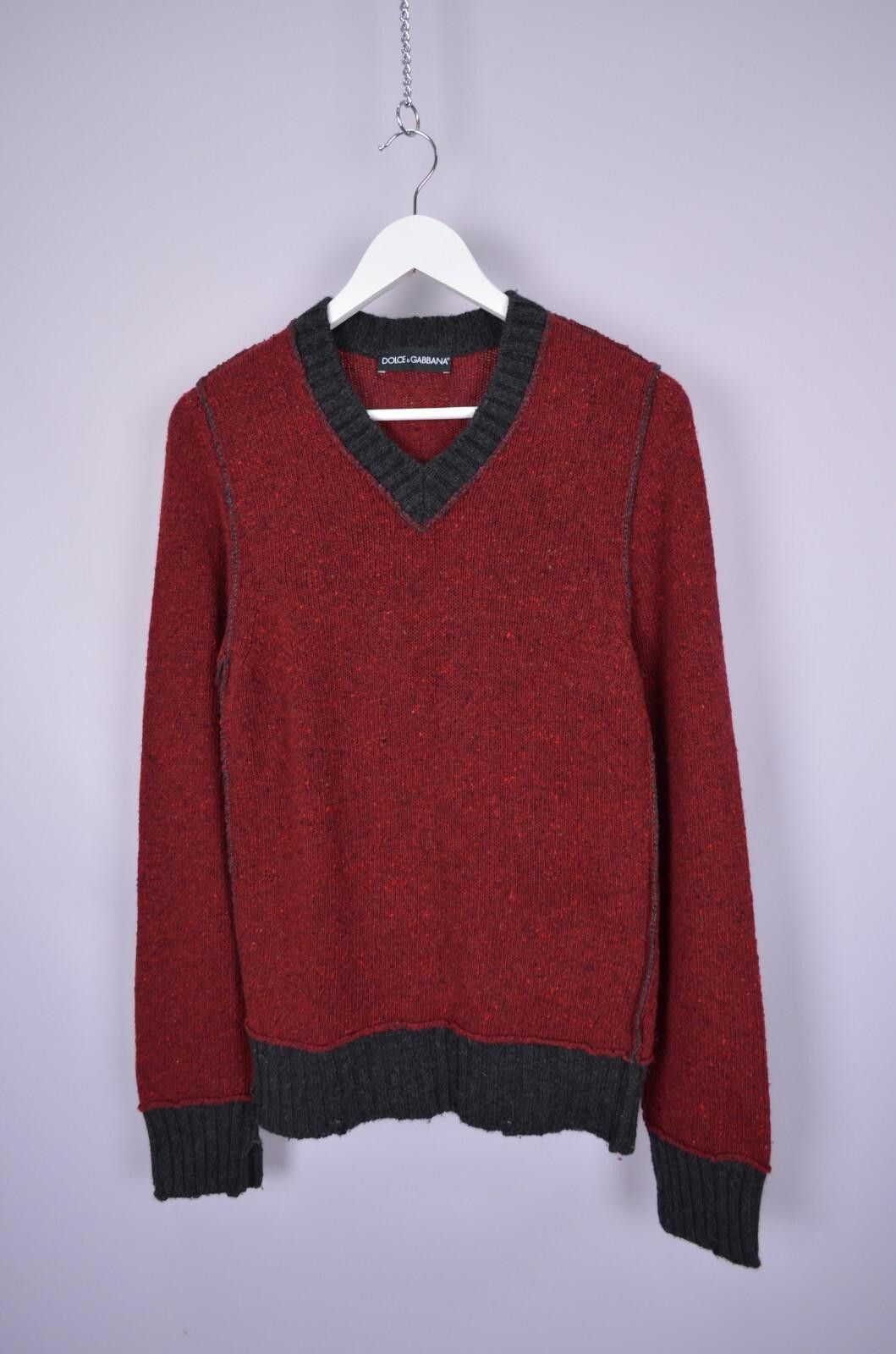 Dolce & Gabbana Dolce & Gabbana Mens V Neck Knit Red Wool Sweater Size 46 S Size US S / EU 44-46 / 1 - 1 Thumbnail