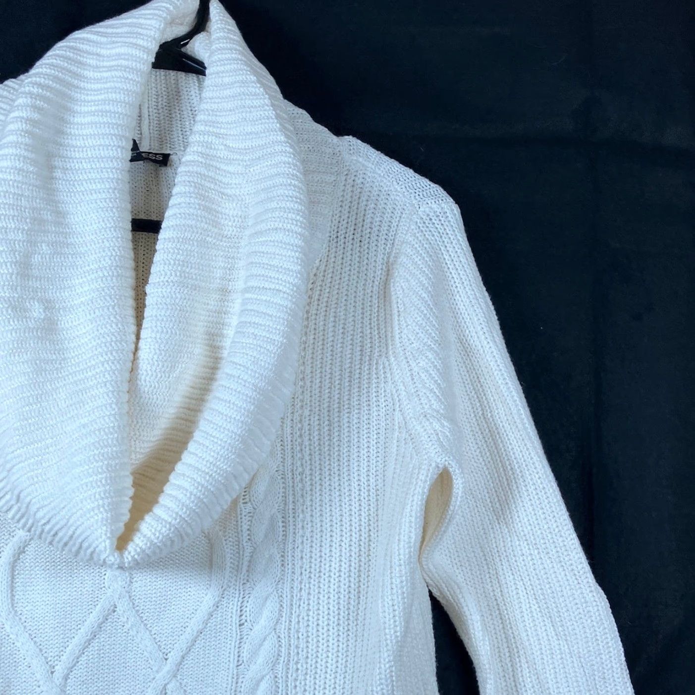 Express Express Sweater Dress White Cable Knit Cowl Neck Midi Long Sleeve M Womens Size M / US 6-8 / IT 42-44 - 5 Thumbnail