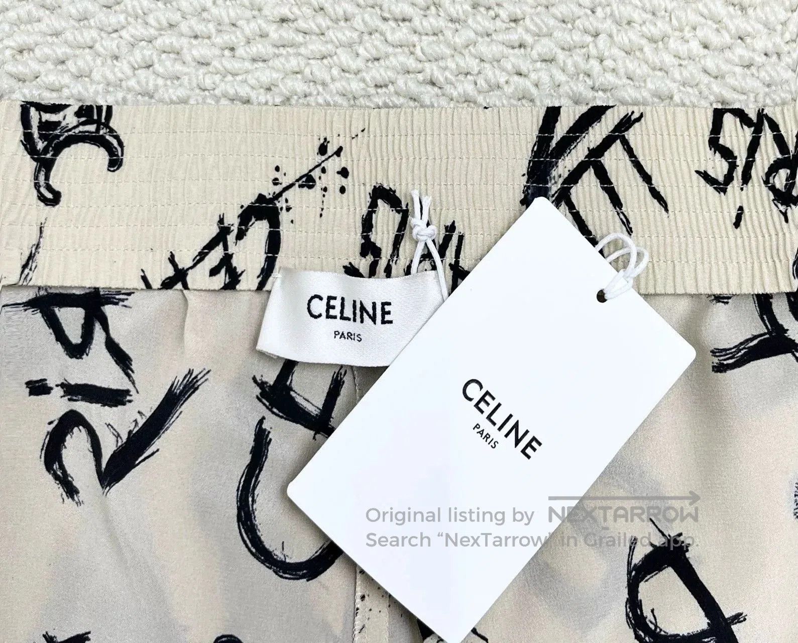 Celine Celine Graffiti Triomphe Logo Silk Shorts. Size 35" - 2 Thumbnail