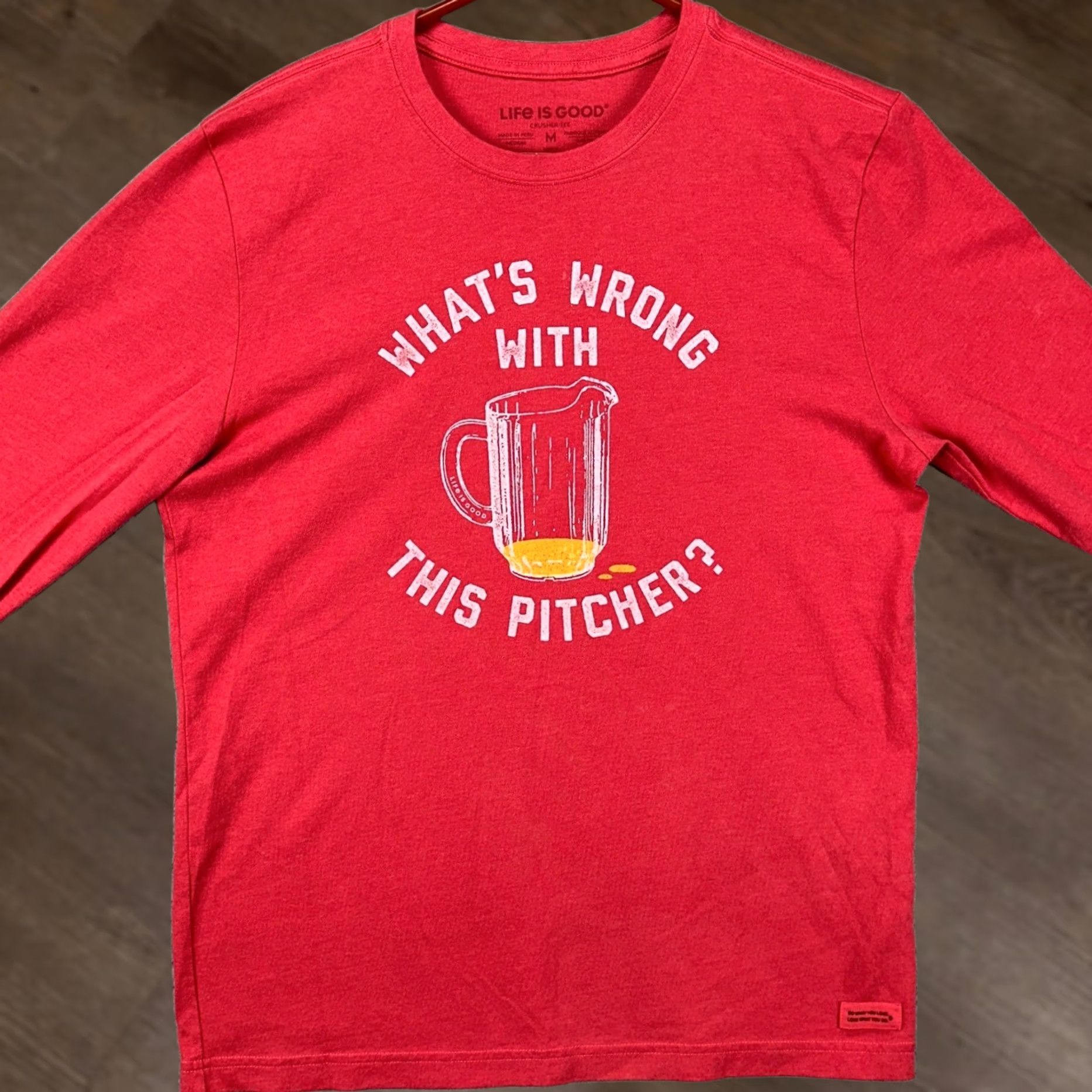 Life is Good Life is Good Crusher T-Shirt Men Medium Red Graphic What Wrong With This Pitcher Shirt Mens Medium Red Graphic Print Breather Crew Neck Size US M / EU 48-50 / 2 - 1 Thumbnail