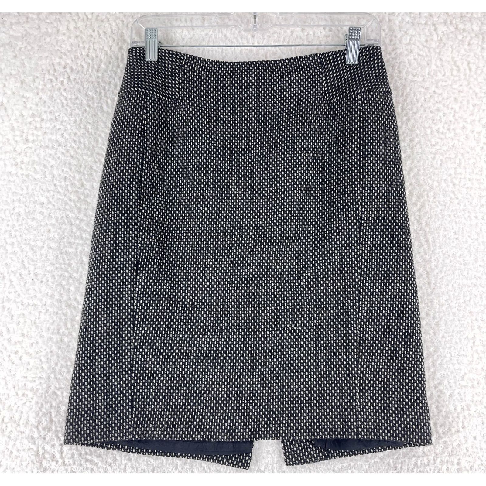 Ann Taylor Ann Taylor LOFT A Line Skirt Womens Size 2 Black Wool Blend Tweed Lined Vintage Size 26" / US 2 / IT 38 - 2 Thumbnail