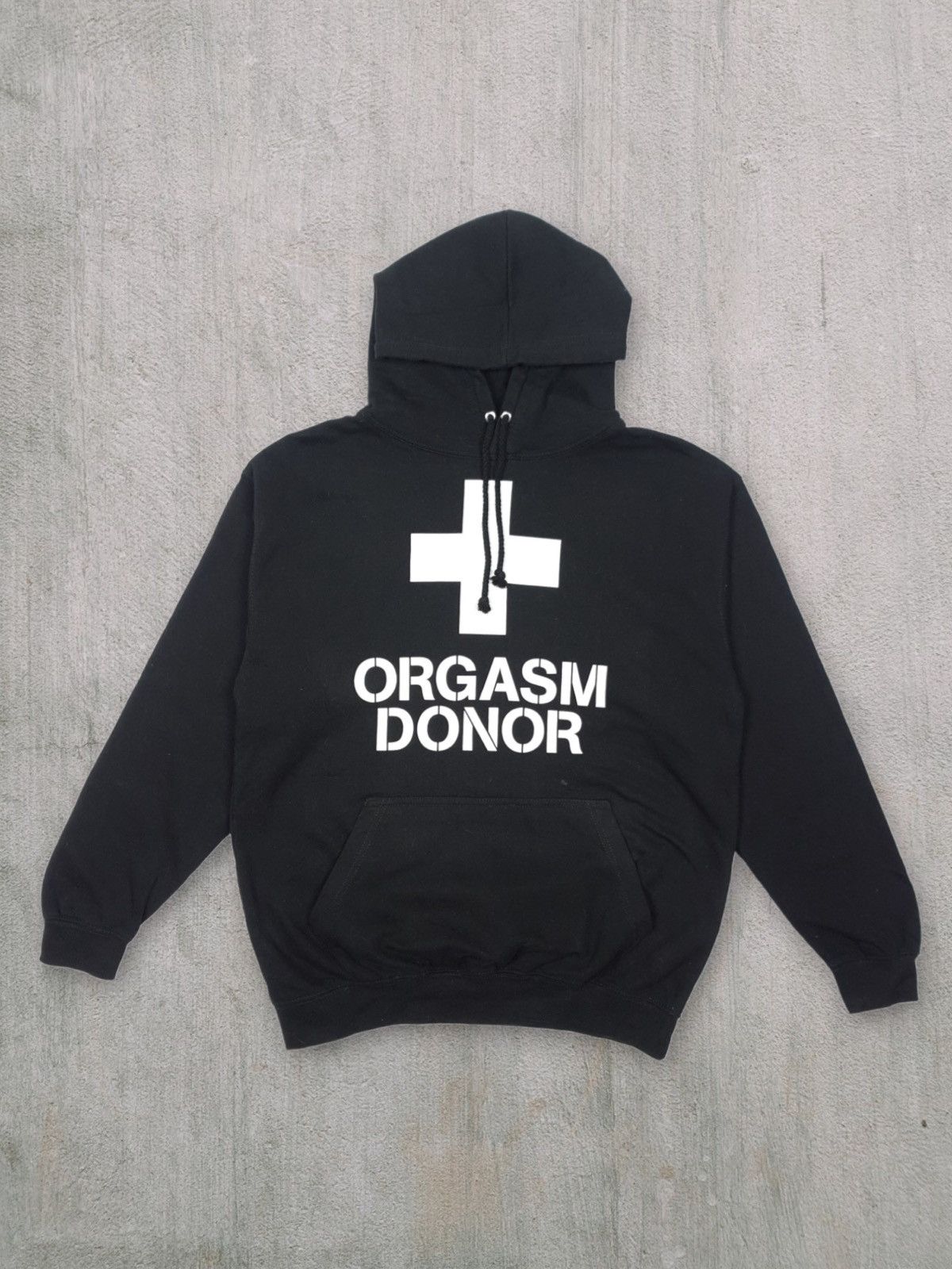 Pre-owned Avant Garde X Hype Vintage Y2k Porn Humour Orgasm Donor Blank  Hoodie In Black | ModeSens