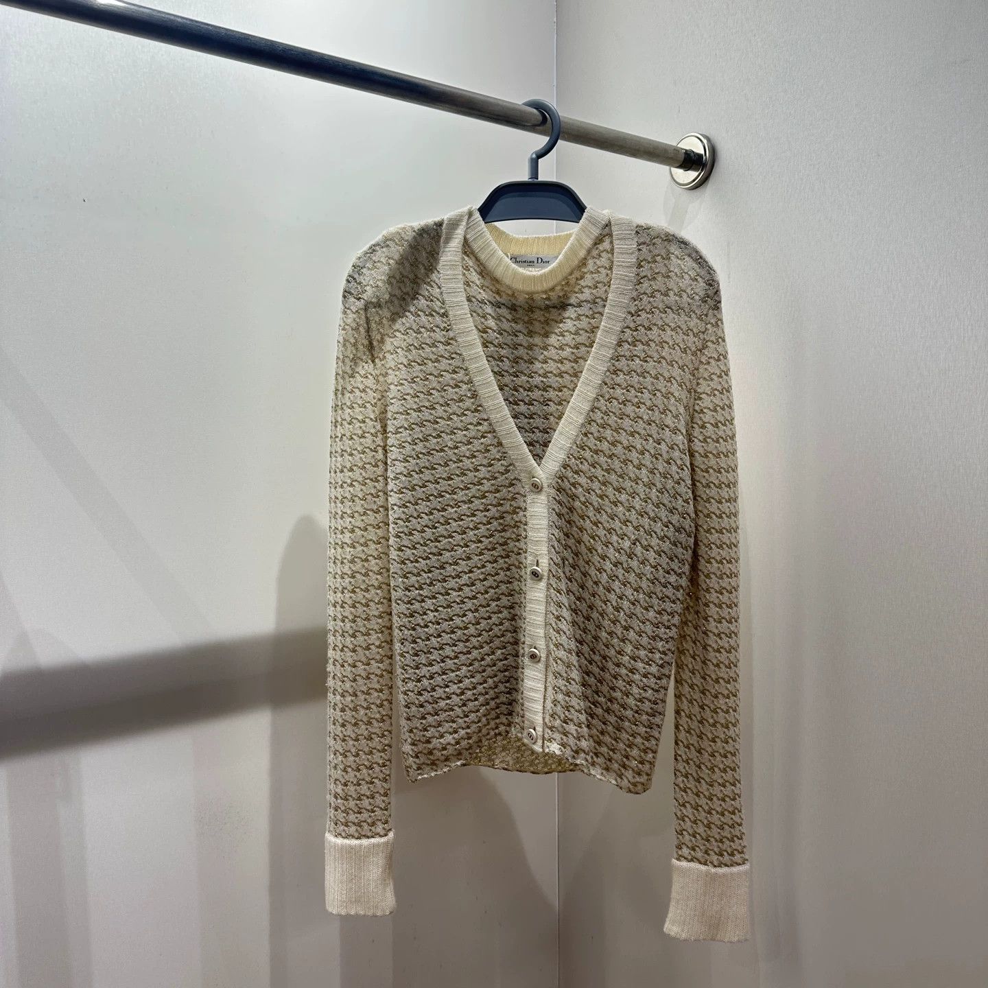 Christian Dior Monsieur Dior gold houndstooth cashmere knit suit 38 Size S / US 4 / IT 40 - 1 Thumbnail