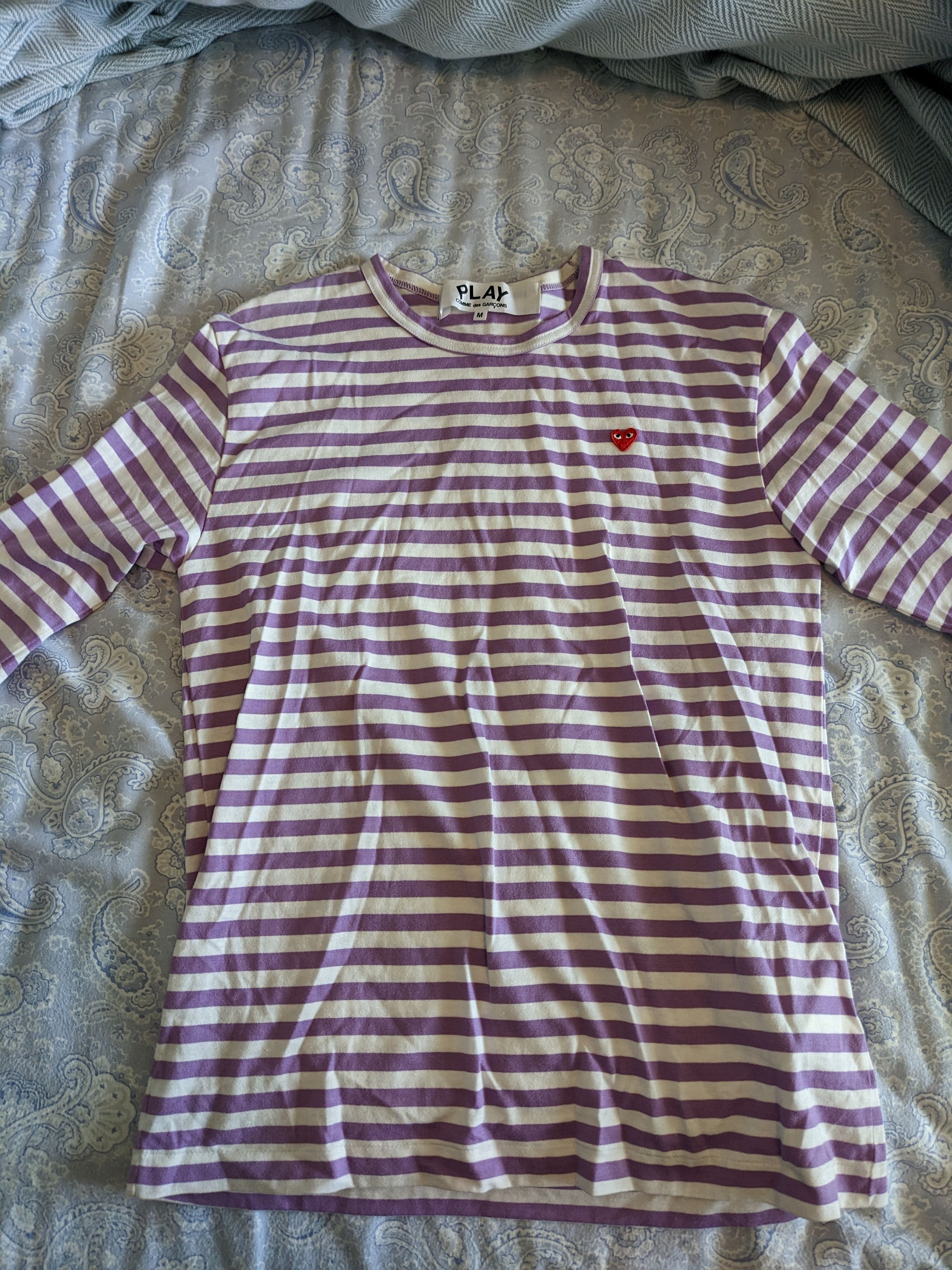CDG Play heart purple striped long sleeve