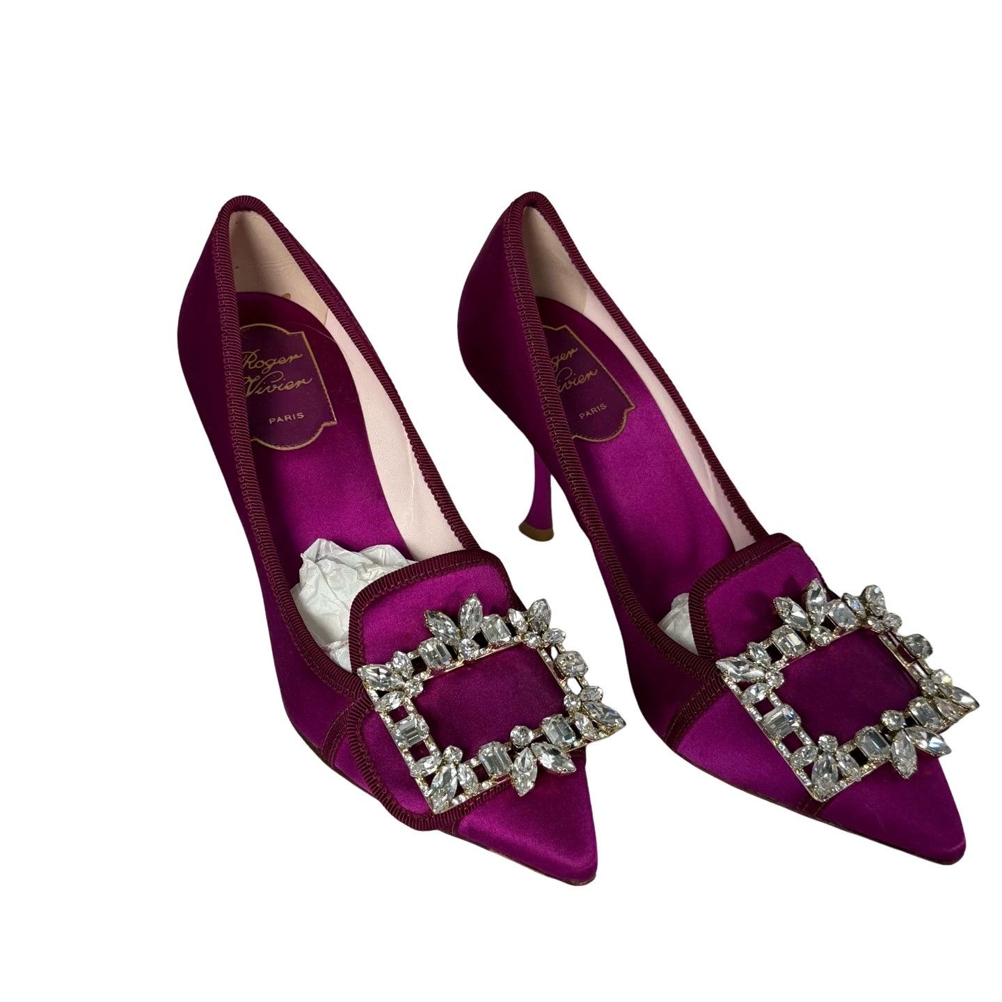 Roger Vivier Roger Vivier Crystal Buckle Satin Heels Size 36.5 Size US 6.5 / IT 36.5 - 1 Thumbnail