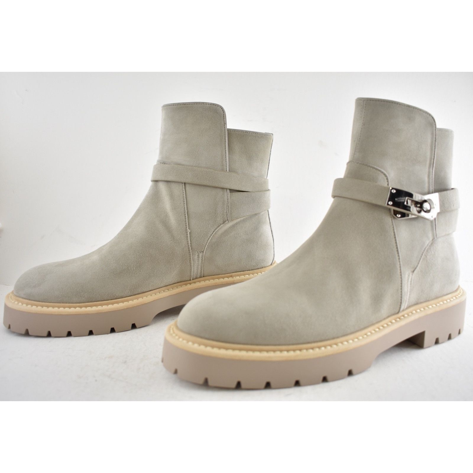 Hermes Hermes Jeff Ankle Boot Galet Suede Goatskin Kelly Lock 40 Size US 10 / IT 40 - 13 Thumbnail