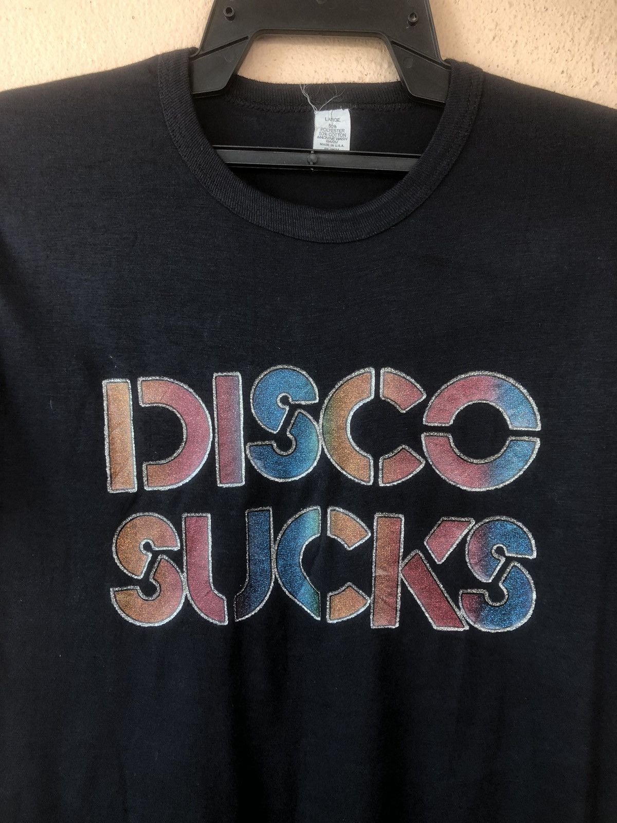 Band Tees × Vintage Vintage 70s DISCO SUCKS Bling Bling Iron On Tee Size US M / EU 48-50 / 2 - 1 Thumbnail