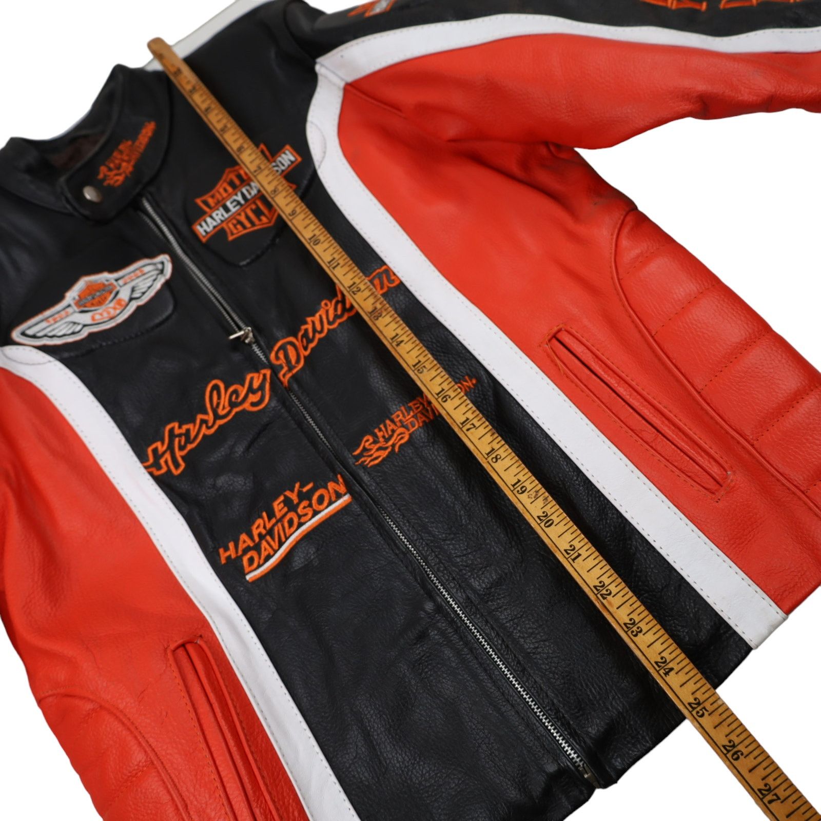 Harley Davidson × Vintage Vintage Harley Davidson Heavily Branded Leather Ridin Jacket Size L / US 10 / IT 46 - 7 Thumbnail