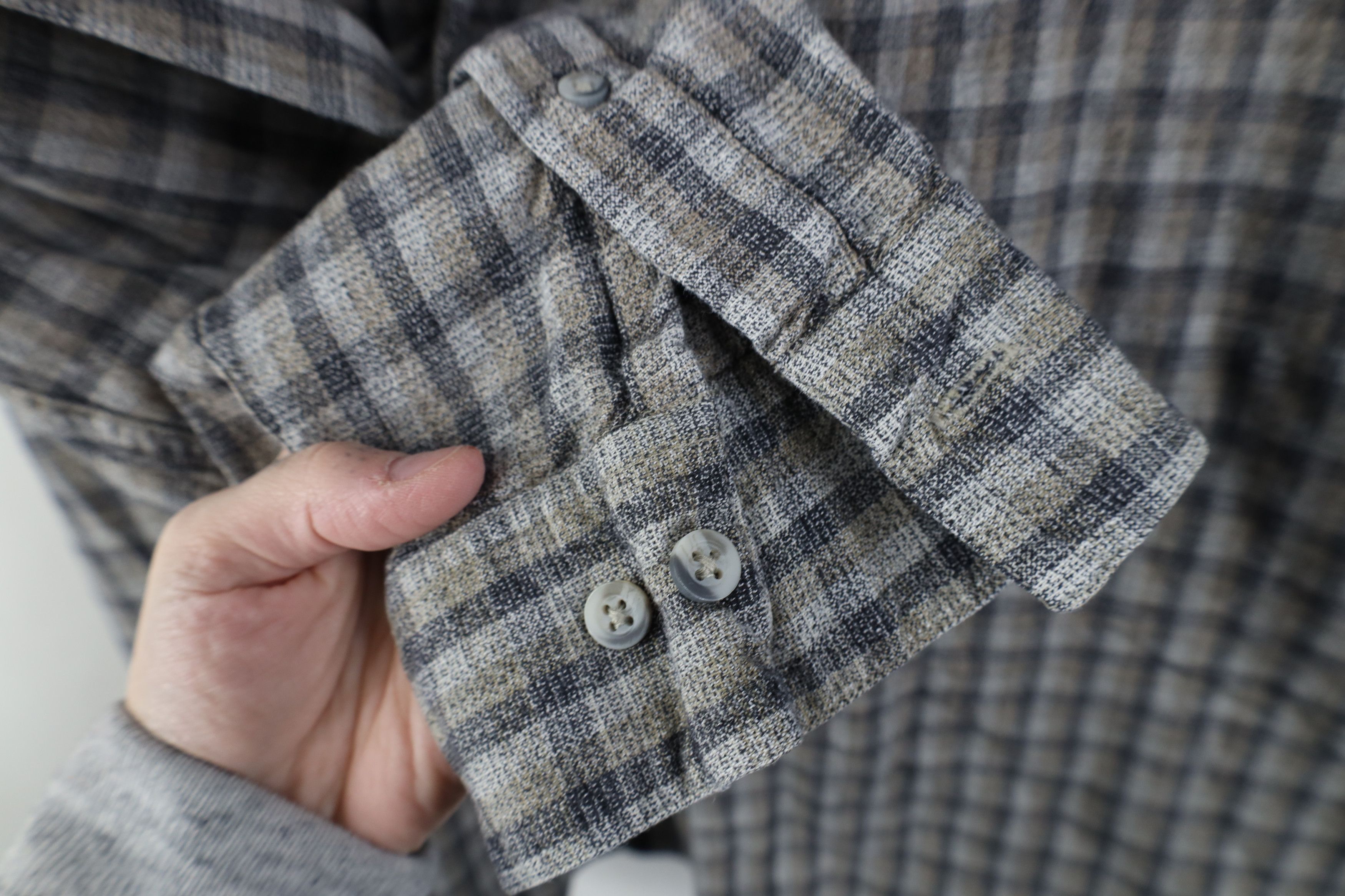 Vintage Vintage 90s Streetwear Knit Collared Button Shirt Plaid Size US XL / EU 56 / 4 - 6 Thumbnail