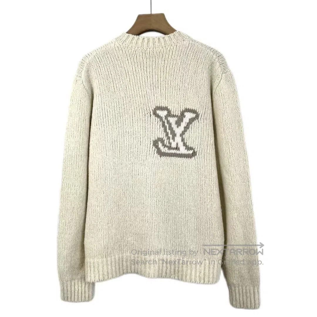 Louis Vuitton beige logo wool long sleeve sweater. Size L / US 10 / IT 46 - 2 Thumbnail