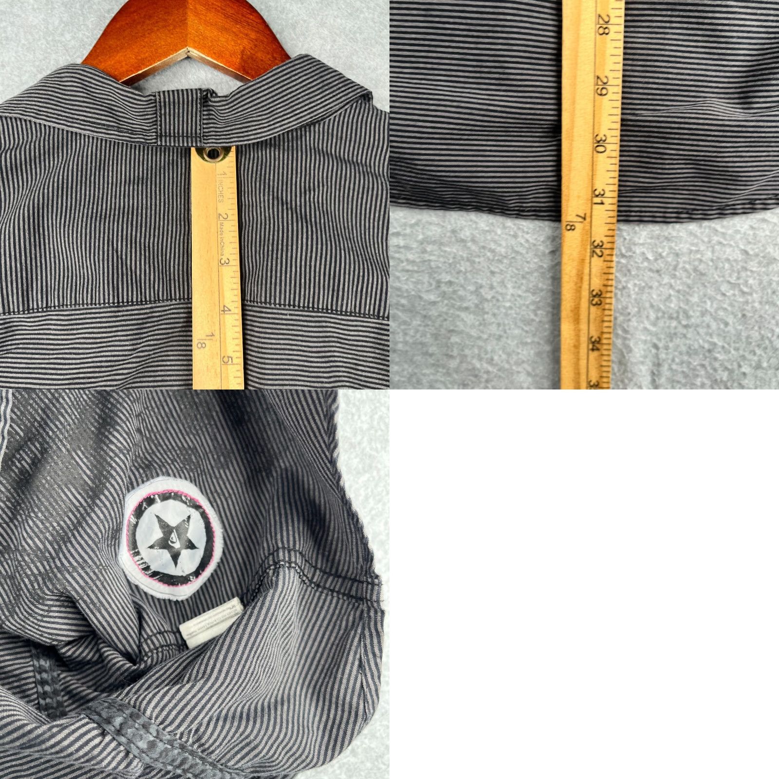 Quiksilver Quiksilver Shirt XL Gray Striped Pocket Button-Up Short Sleeve Mens Size US XL / EU 56 / 4 - 8 Thumbnail