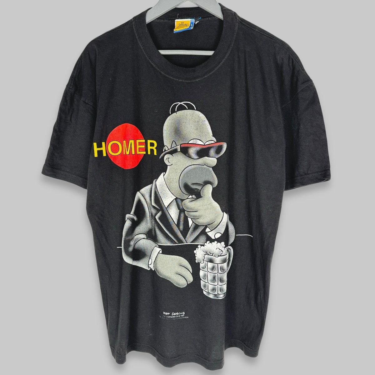 The Simpsons Vintage 1997 The Simpsons Homer Blackout Cartoon T Shirt Size US L / EU 52-54 / 3 - 1 Thumbnail