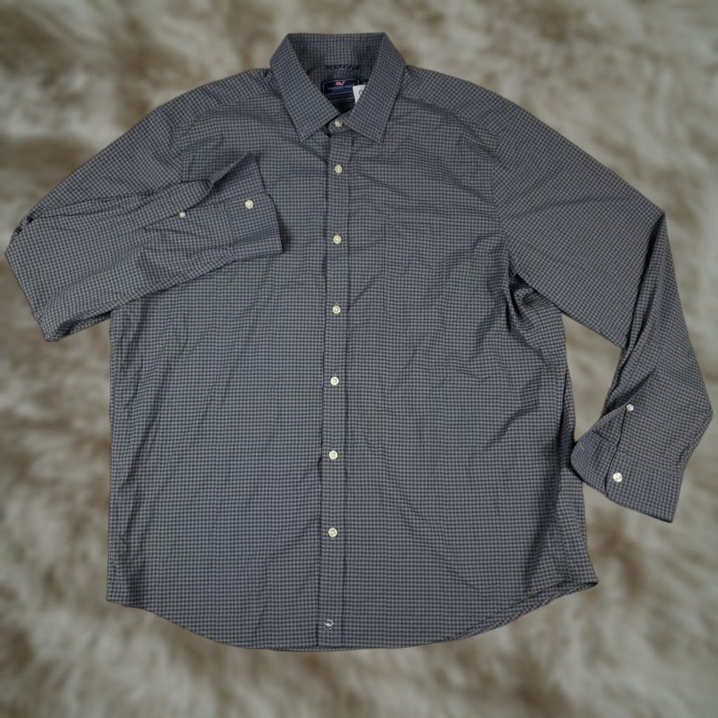 Vineyard Vines Vineyard Vines Shirt Mens XL Gray Check Classic Fit Button Up Long Sleeve Size US XL / EU 56 / 4 - 1 Thumbnail