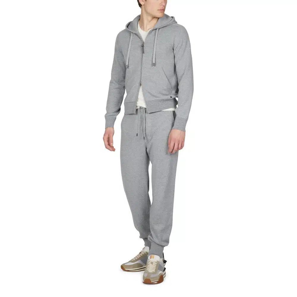 Tom Ford o1loc1c0925 KDL007 Cashmere Merino Zip Hoodie in Grey Size US XL / EU 56 / 4 - 3 Thumbnail