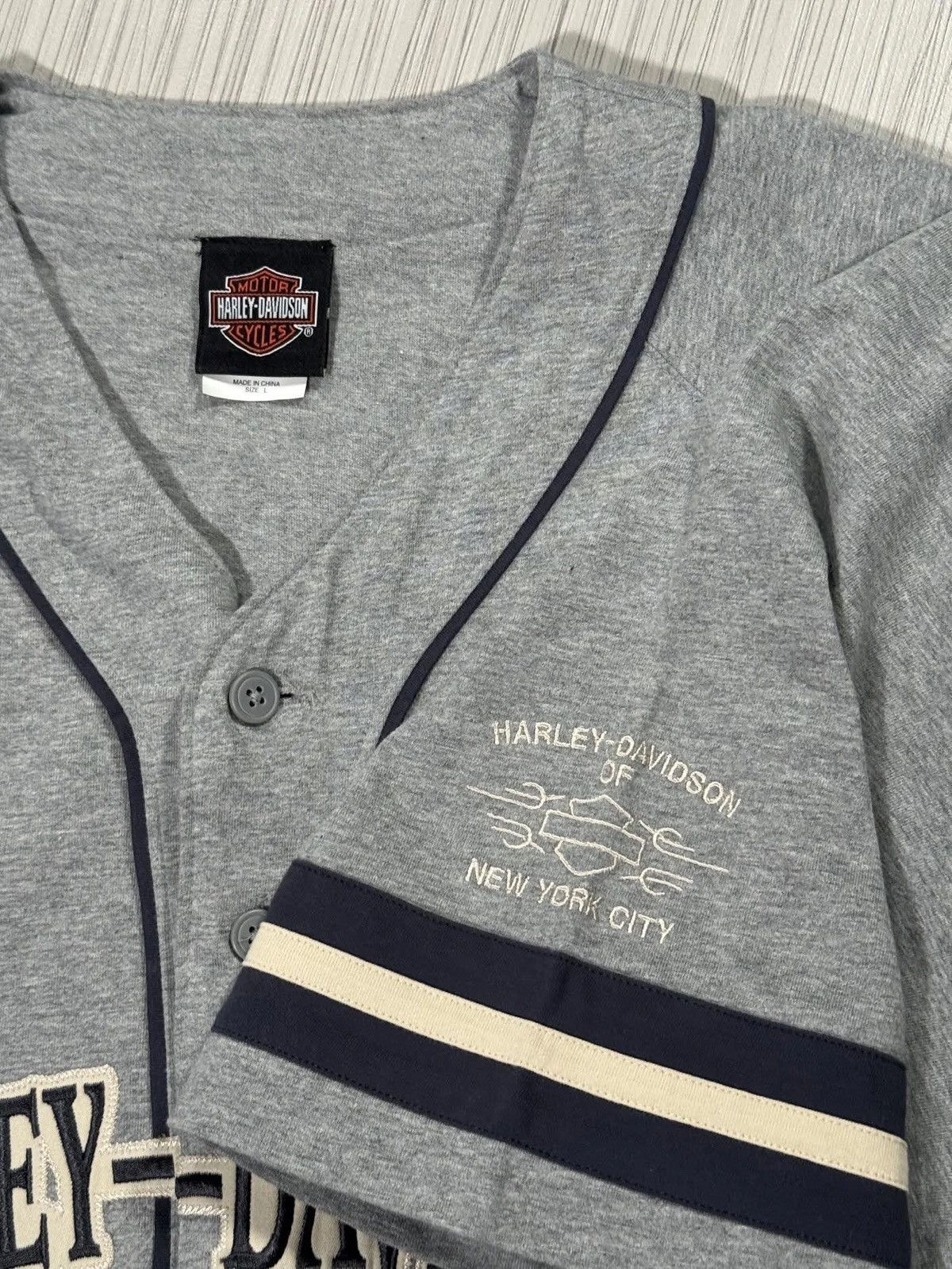 Harley Davidson Vintage Harley Davidson Heather Grey Jersey (Size L) Size US L / EU 52-54 / 3 - 2 Thumbnail