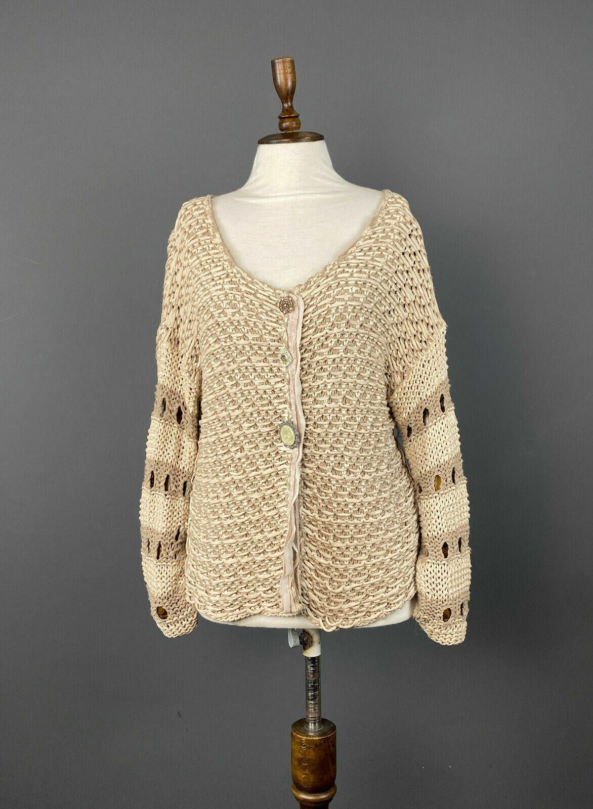 Designer Elisa Cavaletti Beige Desiged Cardigan Sweater Size 1 / S Size M / US 6-8 / IT 42-44 - 1 Thumbnail