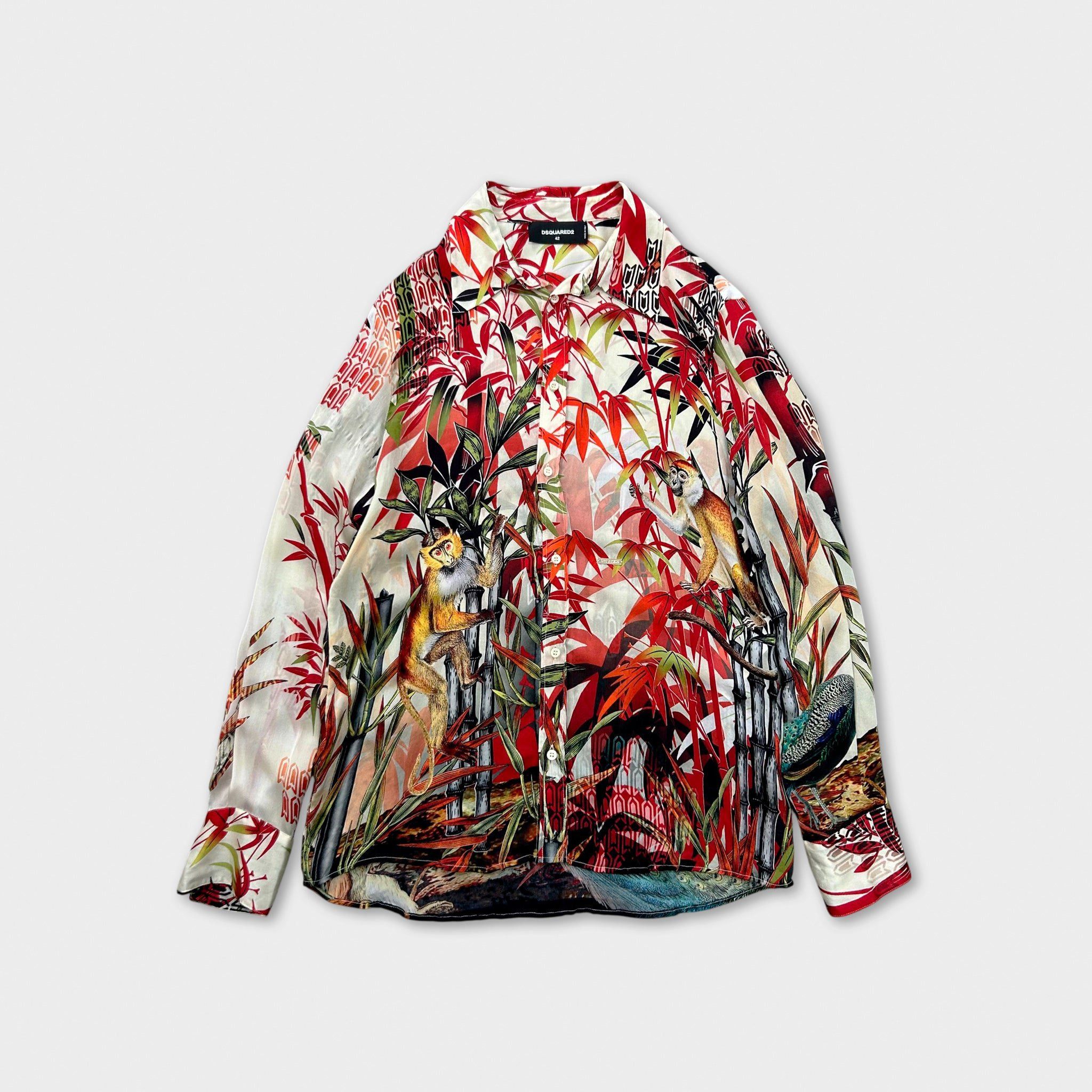 Dsquared2 Dsquared2 SS17 "Chinoiserie" Jungle Print Silk Shirt Size US M / EU 48-50 / 2 - 1 Thumbnail