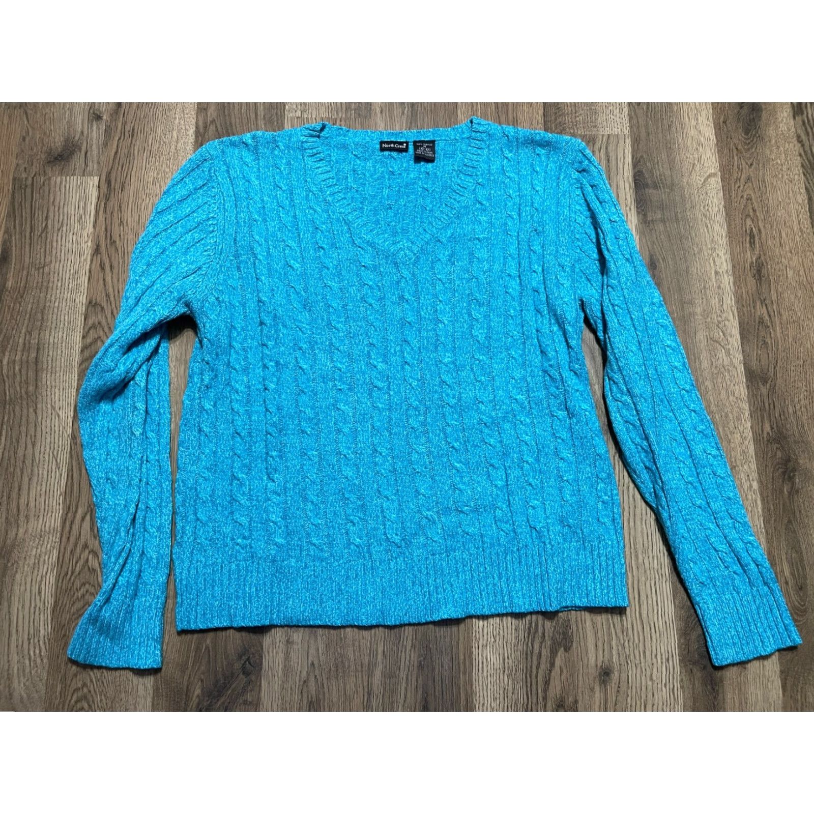 Vintage Northcrest Sweater Women's Medium Blue V-Neck Pullover Shirt Knit Regular Pullover Casual Fall Spring Summer Mens Womens Girls Boys Size M / US 6-8 / IT 42-44 - 2 Thumbnail