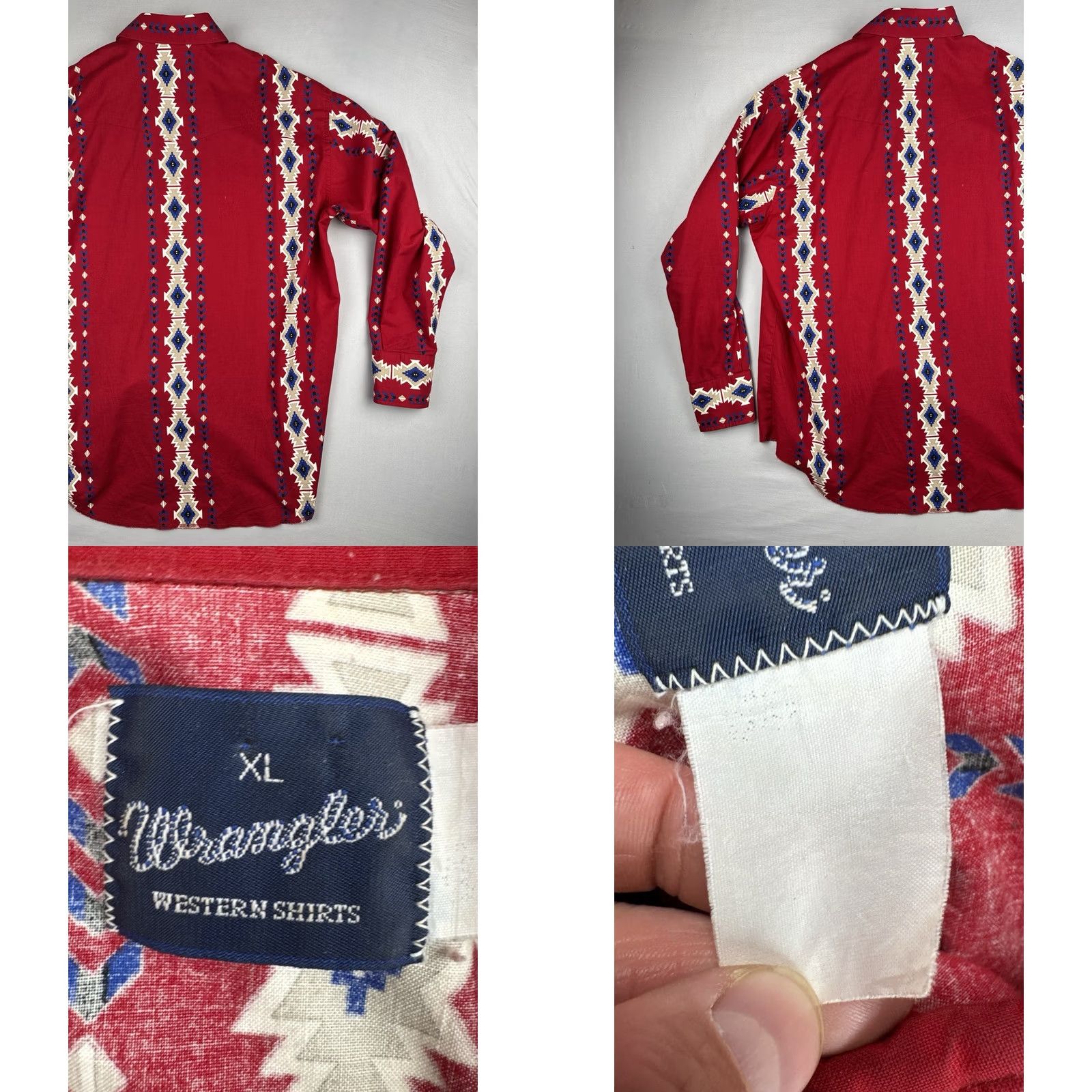 Wrangler VINTAGE Wrangler Western Shirt XL Red Aztec Southwest Pearl Snap USA Style Shirt Men XL Red Aztec Western Pearls Gathered Pockets Size US XL / EU 56 / 4 - 9 Thumbnail
