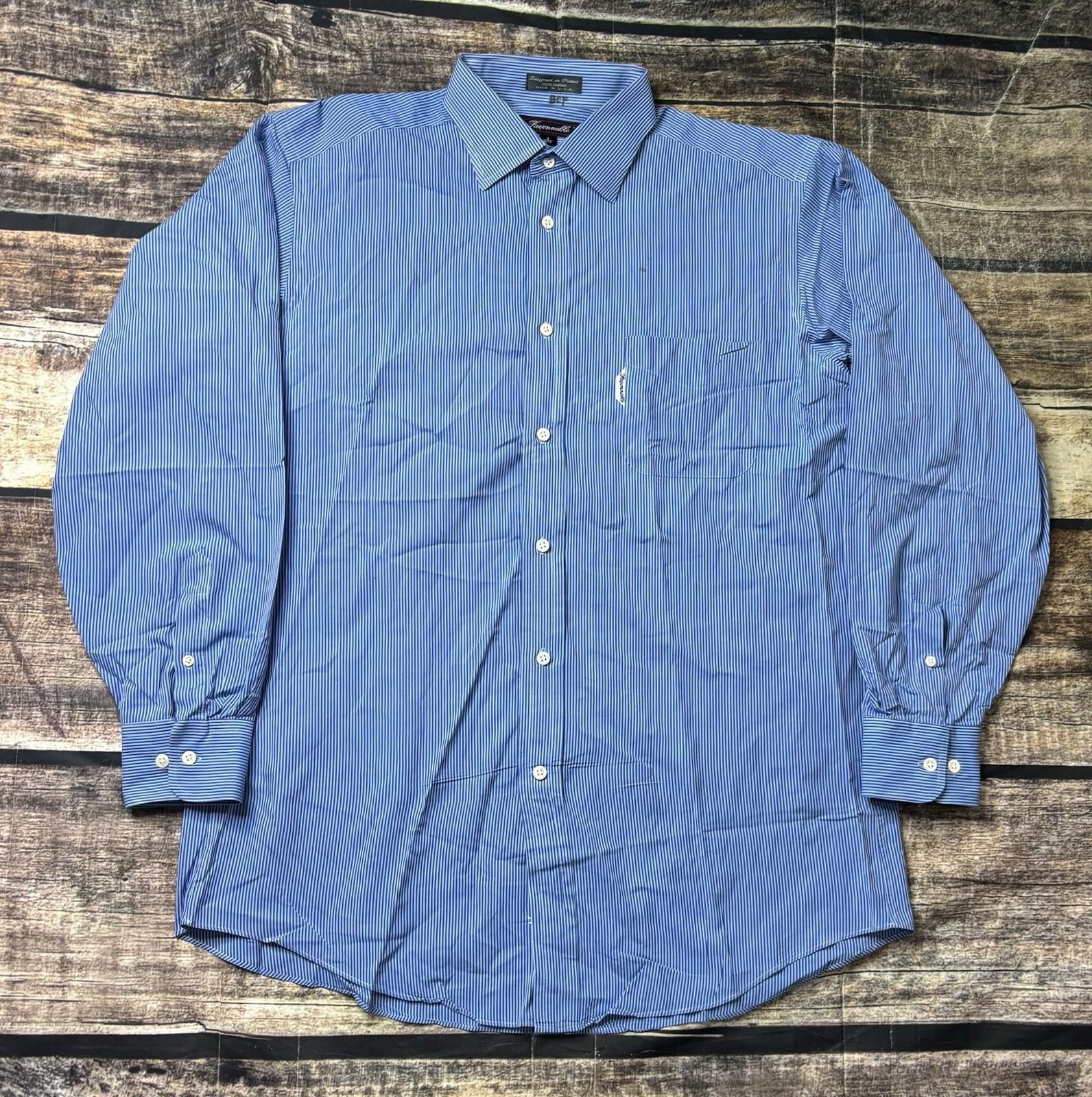 Faconnable Faconnable Shirt Men's 5/ 16.5L Striped Blue USA Made Size US XXL / EU 58 / 5 - 1 Thumbnail