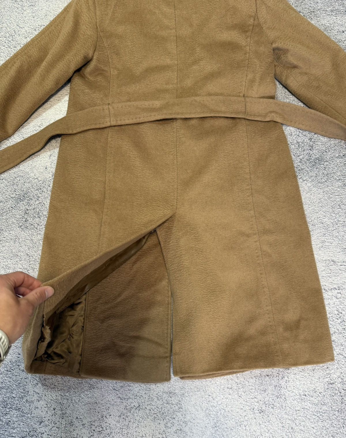 Max Mara MaxMara Women Coat S Beige Wool Cashmere Belted Long Jacket Size S / US 4 / IT 40 - 11 Thumbnail