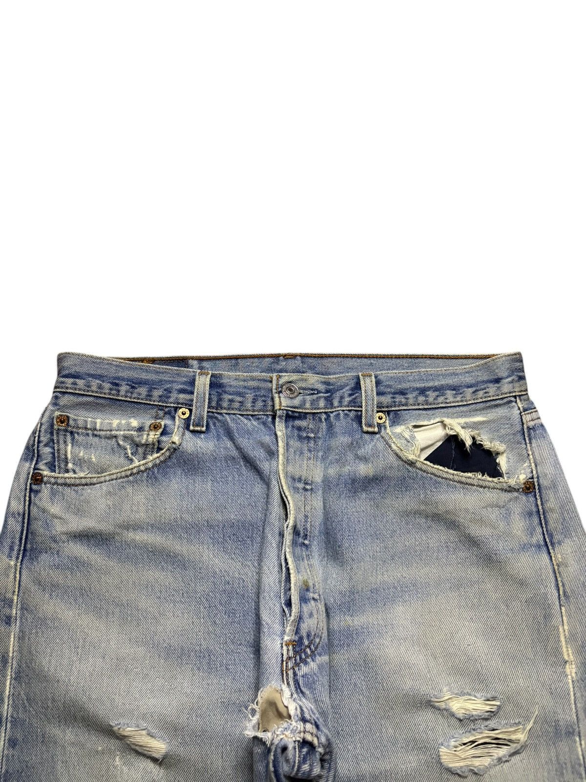 LVC × Levi's × Levi's Vintage Clothing Vintage 90s Levis 501 Mud Wash Distressed Patches Loose Jean Size US 33 - 4 Thumbnail