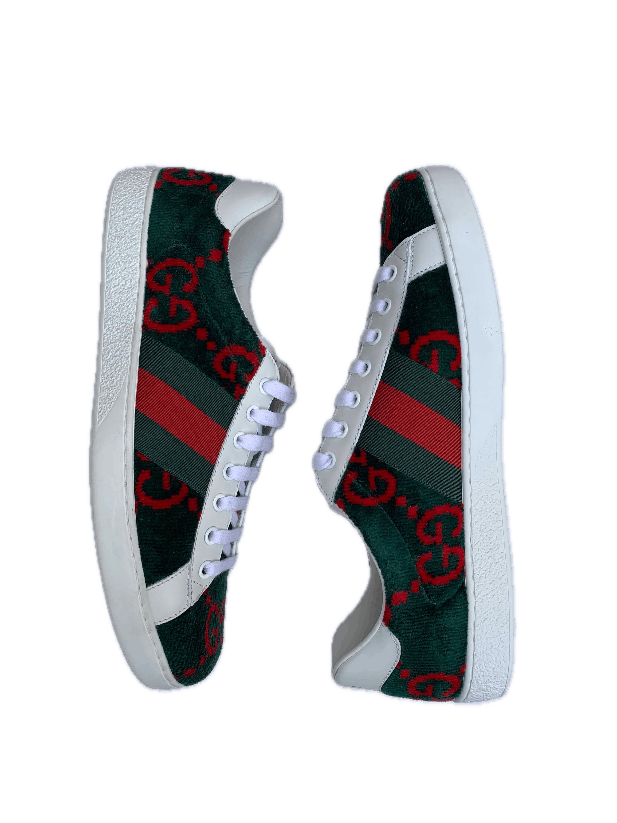 Gucci Gucci BNIB Green & Red Velvet GG Ace Low-Top Sneaker Size US 8 / EU 41 - 10 Thumbnail