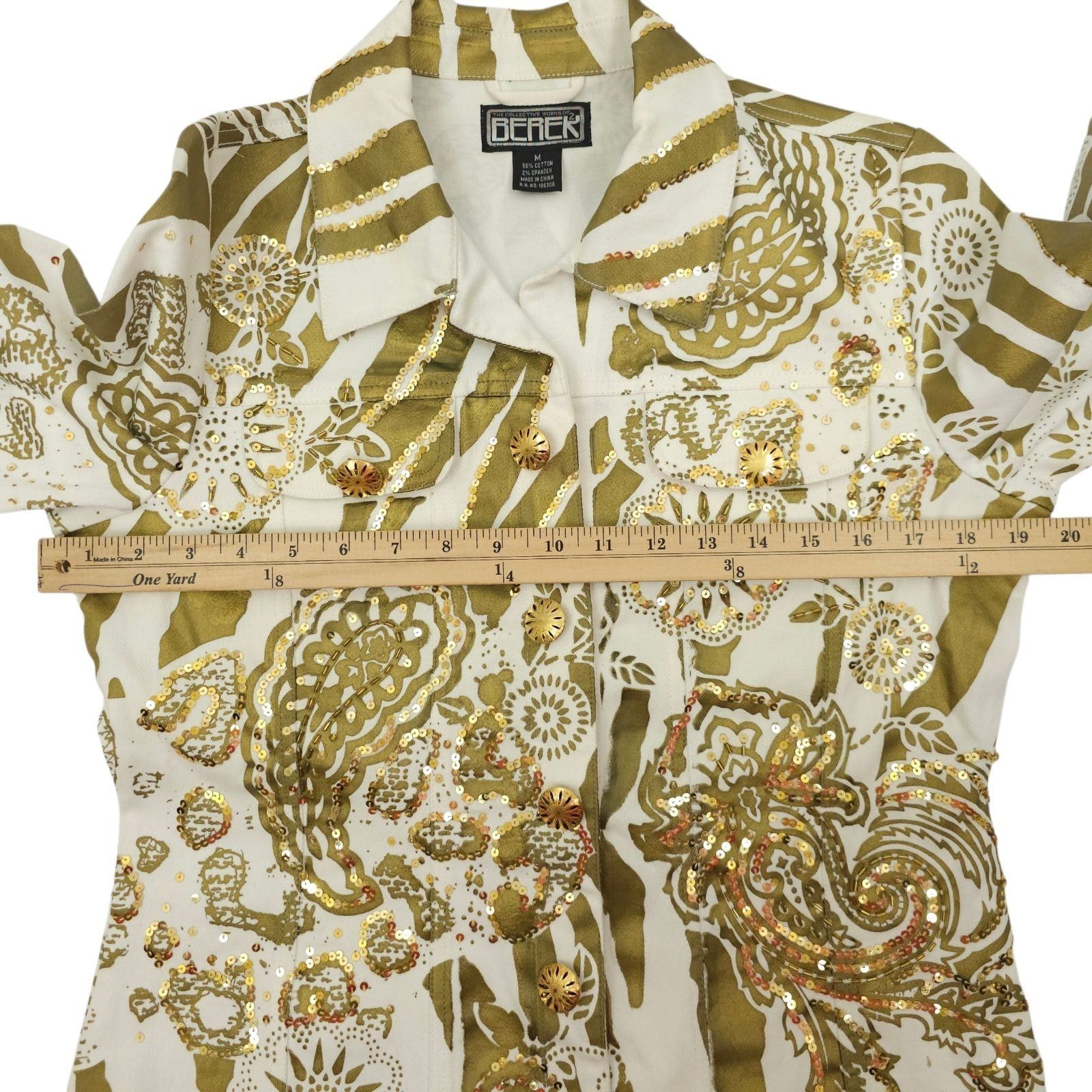 Other Berek Zebra Paisley Sequin Jacket M Vintage Snap Front Y2K Size M / US 6-8 / IT 42-44 - 3 Thumbnail