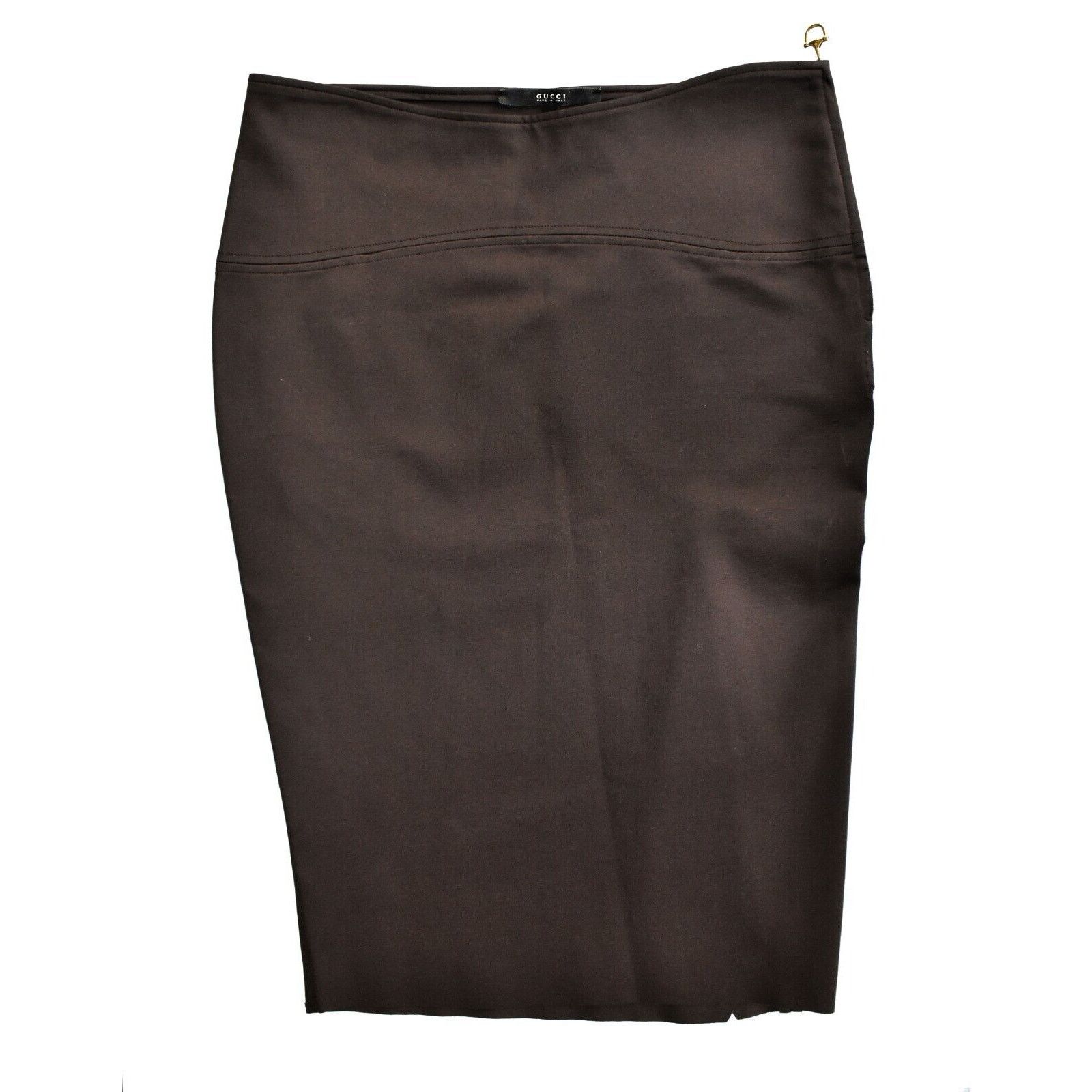 Gucci GUCCI Brown Unlined Back Pleated Side Zip Pencil Skirt Sz S Size 27" / US 4 / IT 40 - 1 Thumbnail