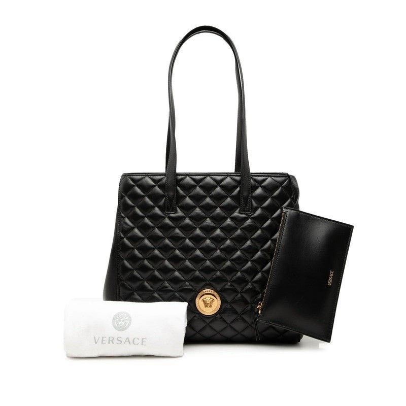 Versace Versace Leather Medusa Quilted Tote Bag Black Size ONE SIZE - 6 Thumbnail