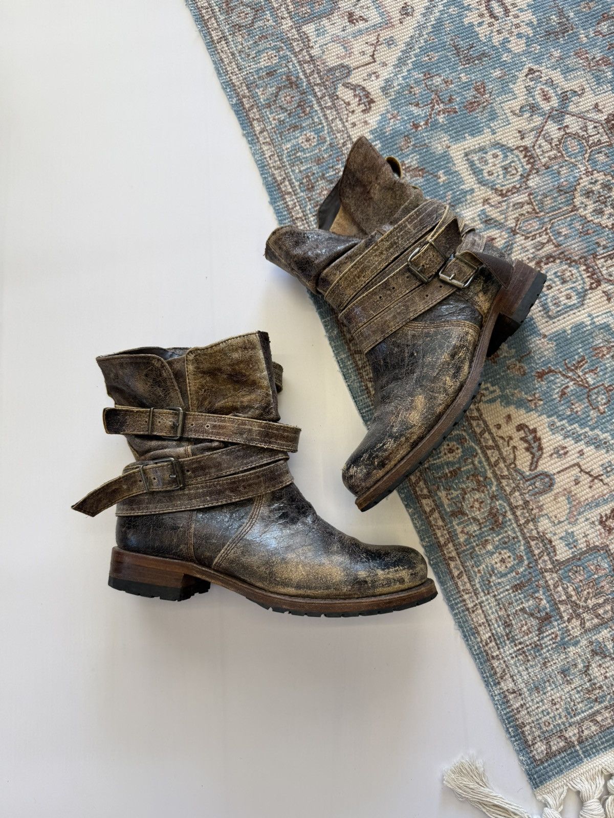 Sendra Sendra Distressed Leather Biker Boots Size 38 Size US 8 / IT 38 - 1 Thumbnail