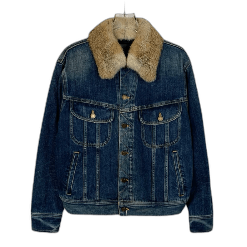 Saint Laurent Denim Jacket with Fur Collar