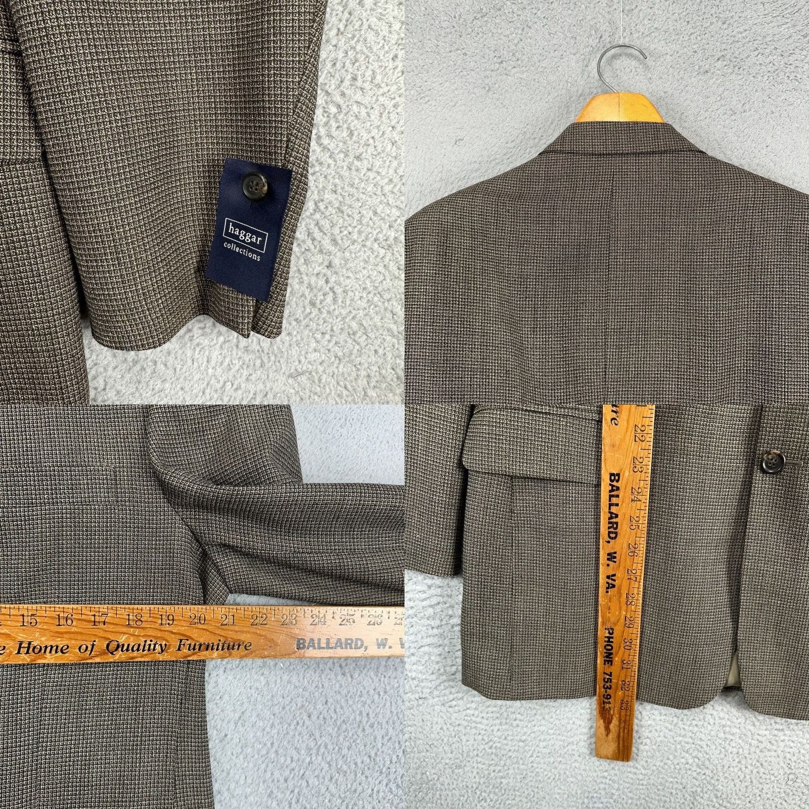 Haggar Haggar Sport Coat Blazer Men 42L Brown Wool Blend 2 Front Button Flap Pocket NEW Size 42R - 8 Thumbnail