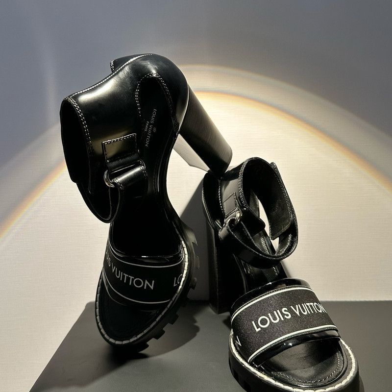 Louis Vuitton Louis Vuitton Black High Heel Sandals for Women -2508 Size US 8 / IT 38 - 2 Thumbnail