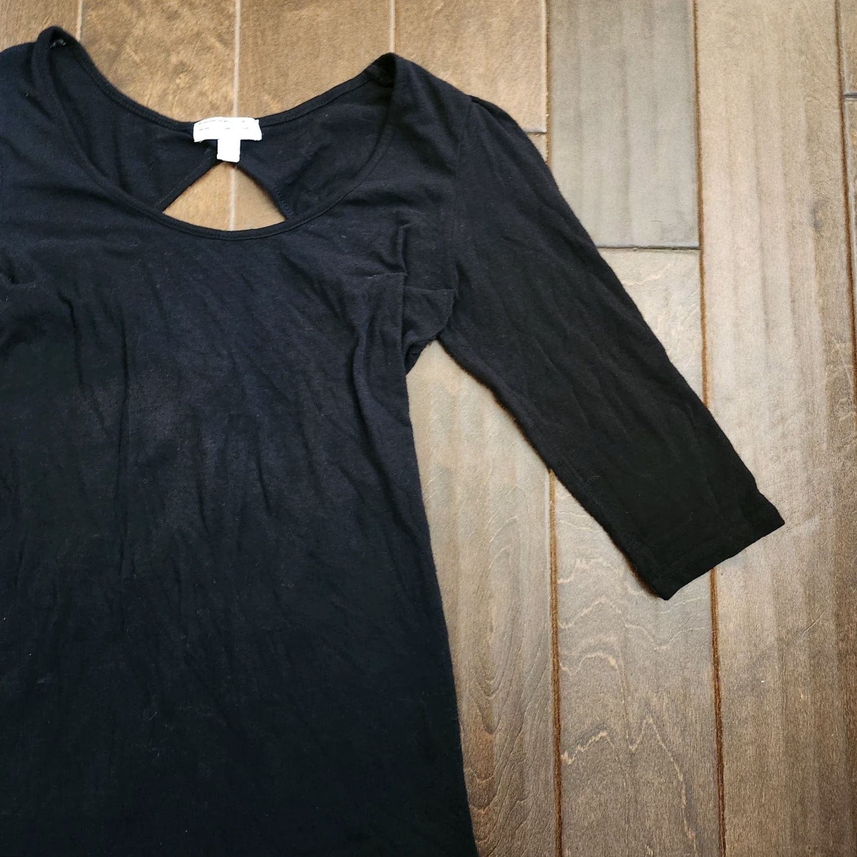 Cotton On Cotton On Blouse Women's Black 3/4 Sleeve Top - Size Large - Regular Fit - Solid Pattern - Cotton Blend - All Seasons - Machine Washable - Womens Size L / US 10 / IT 46 - 6 Thumbnail
