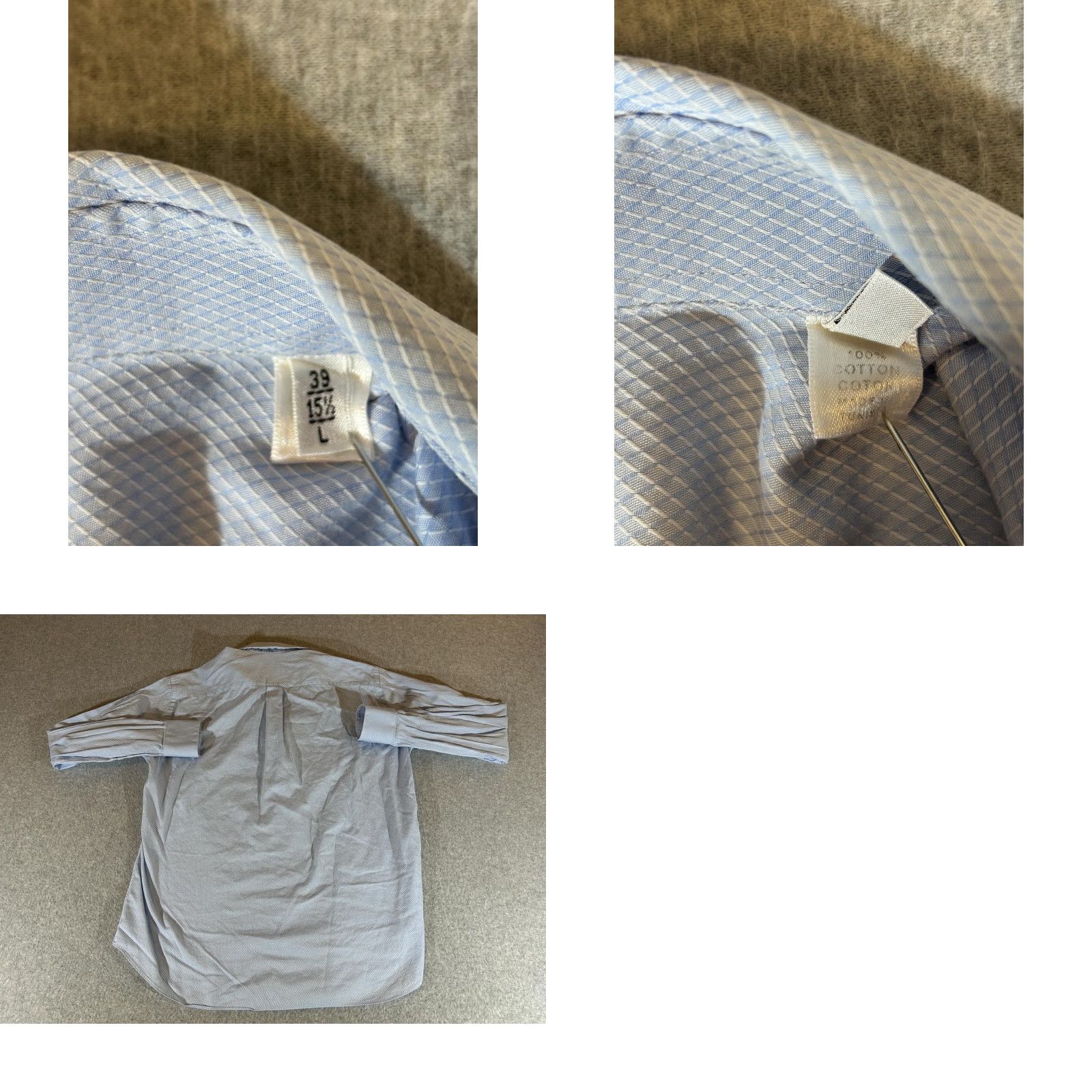 Armani Armani Collezioni Shirt Men Large Blue Long Sleeve Dress Cotton Business Office Formal 15.5 Size 42R - 8 Thumbnail