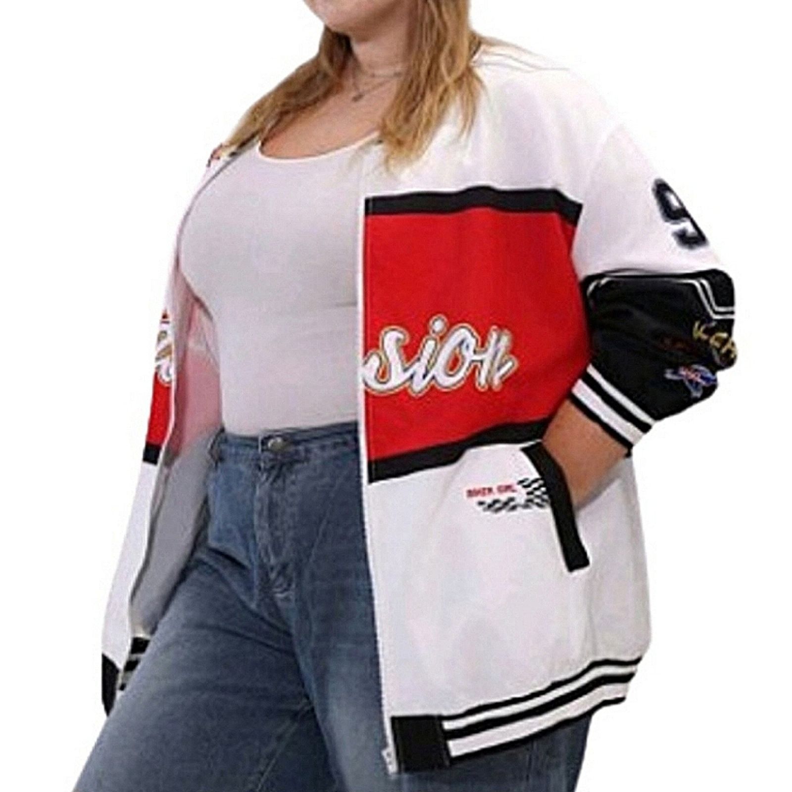 Shein PASSION ☆ NASCAR STYLE ☆ LIGHT ☆ RACING JACKET ☆ 5x ☆ NWT Size 4XL / US 24-26 - 4 Thumbnail
