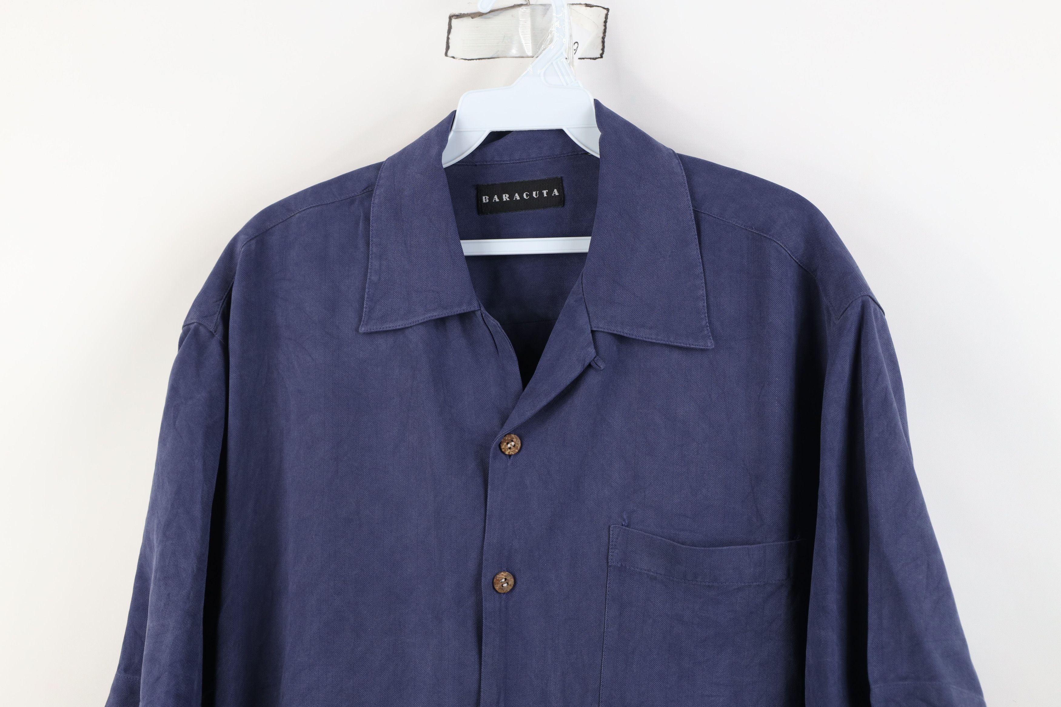 Vintage Vintage 90s Streetwear Herringbone Looped Button Shirt Size US L / EU 52-54 / 3 - 2 Thumbnail