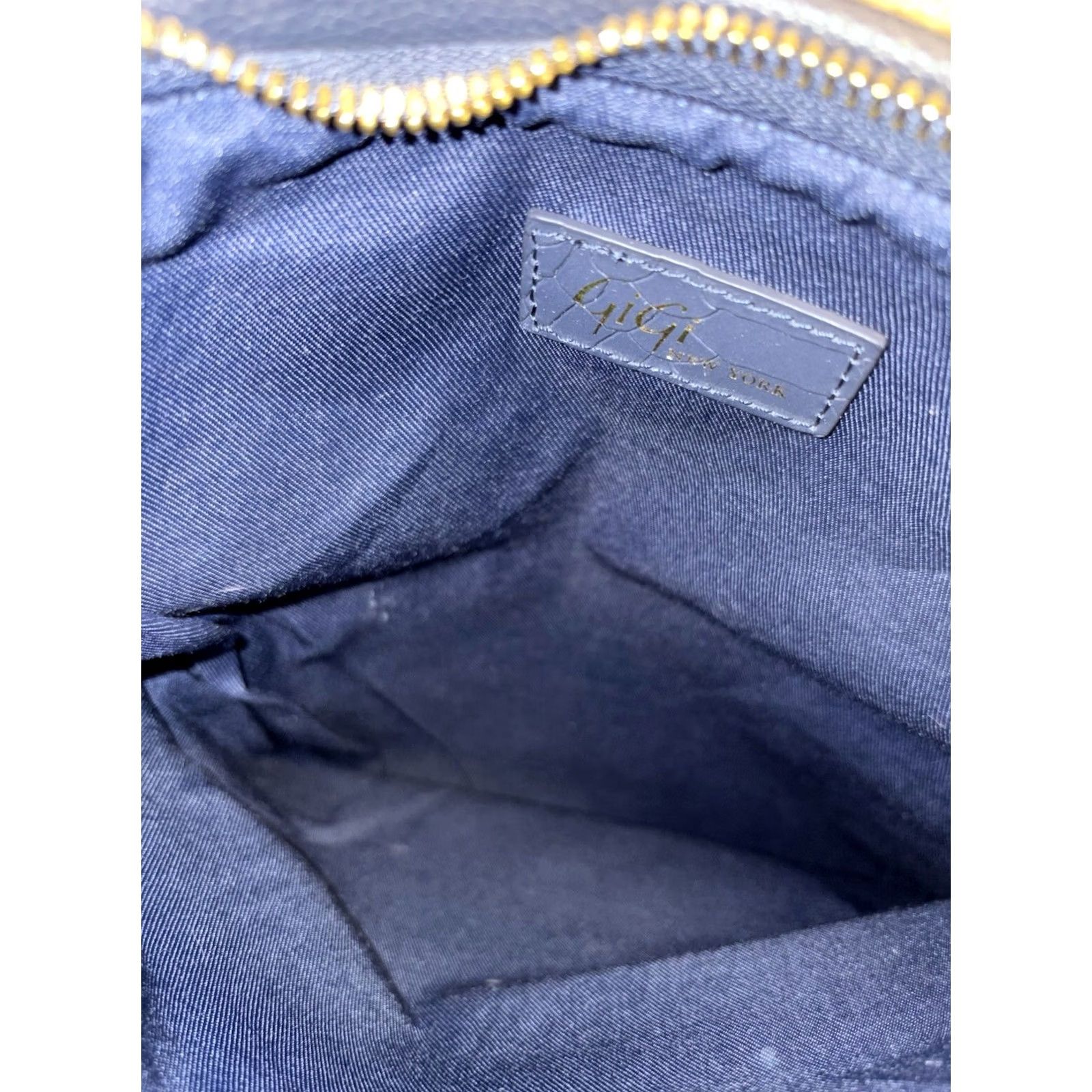 Vintage Gigi New York Navy Blue Leather Snake Alligator Scale Tassel Zipper Clutch Purse Bag Charm Cross Body Womens Medium Size ONE SIZE - 6 Thumbnail