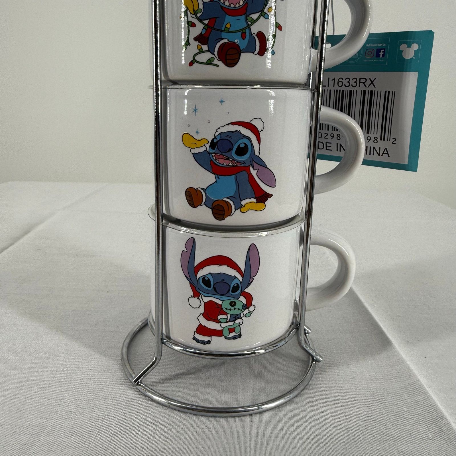 Disney NEW Disney Holiday Stitch Stacked Ceramic 3oz Espresso Mugs Size ONE SIZE - 3 Thumbnail